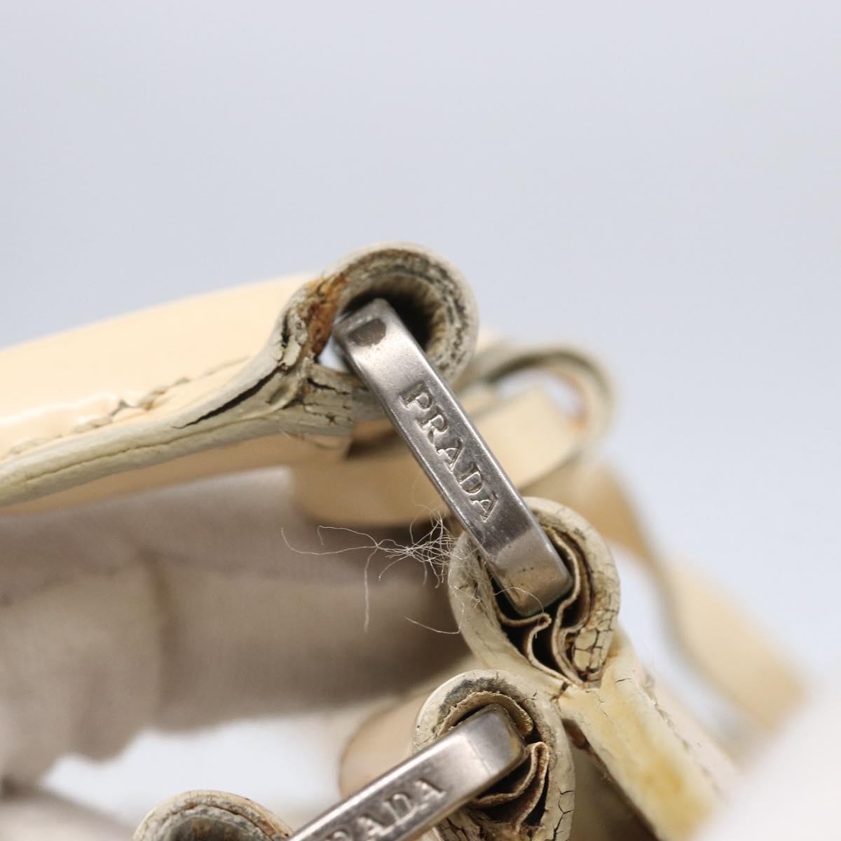 PRADA Shoulder Bag Nylon Beige Silver Auth ka270