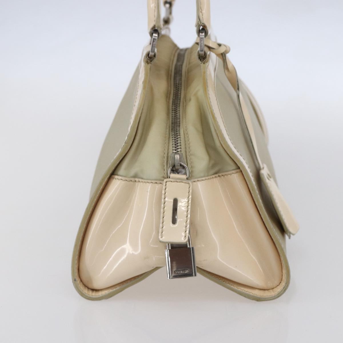 PRADA Shoulder Bag Nylon Beige Silver Auth ka270