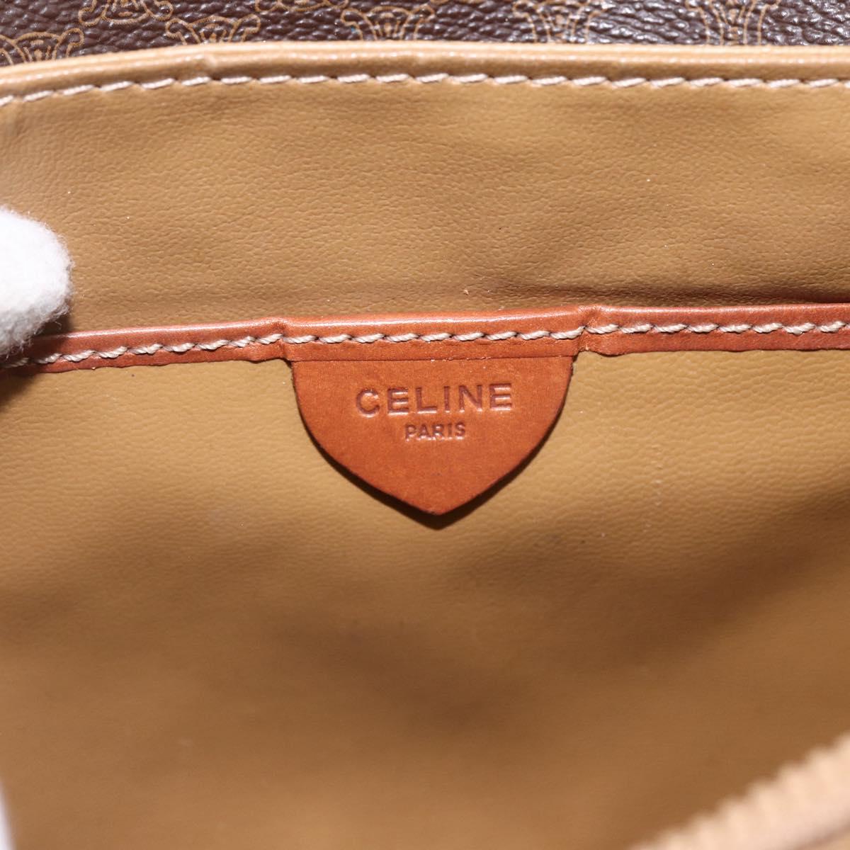 CELINE Macadam Canvas Shoulder Bag PVC Leather Brown Gold Auth ka2705