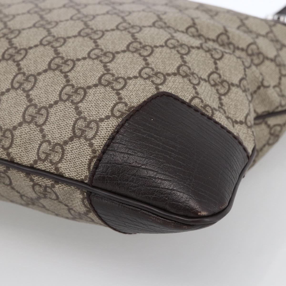 GUCCI GG Supreme Shoulder Bag PVC Beige Silver 148476 Auth ka2706