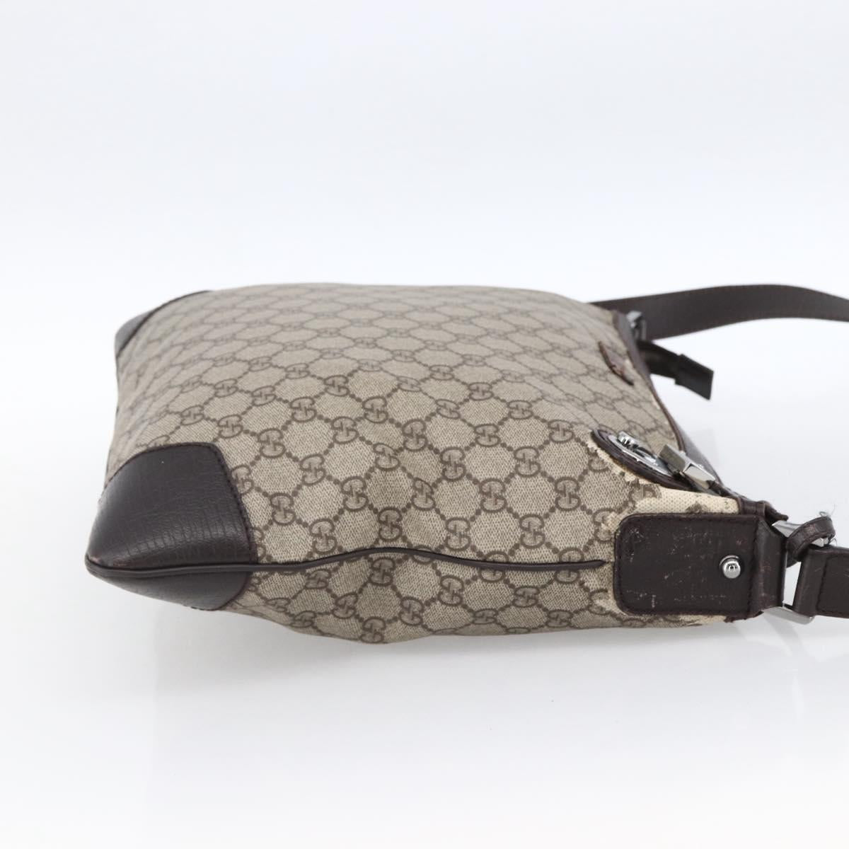 GUCCI GG Supreme Shoulder Bag PVC Beige Silver 148476 Auth ka2706