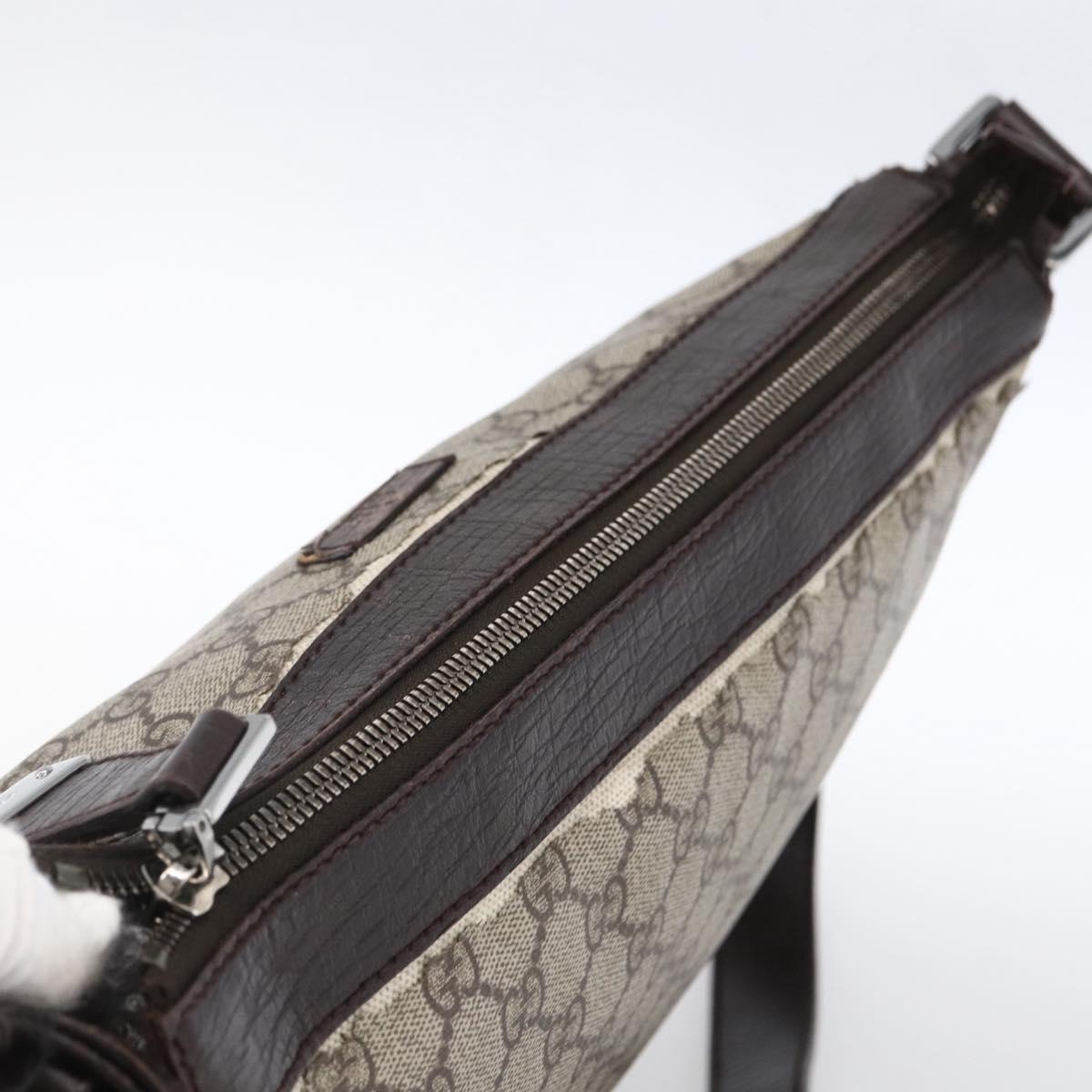 GUCCI GG Supreme Shoulder Bag PVC Beige Silver 148476 Auth ka2706