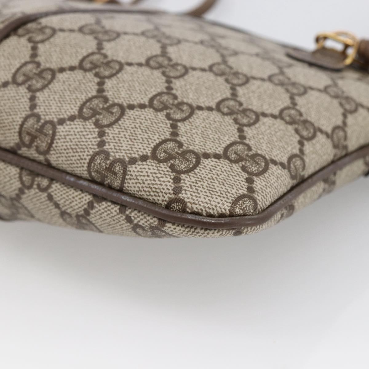 GUCCI GG Supreme Web Sherry Line Bag PVC Beige Gold 904 02 047 Auth ka2714
