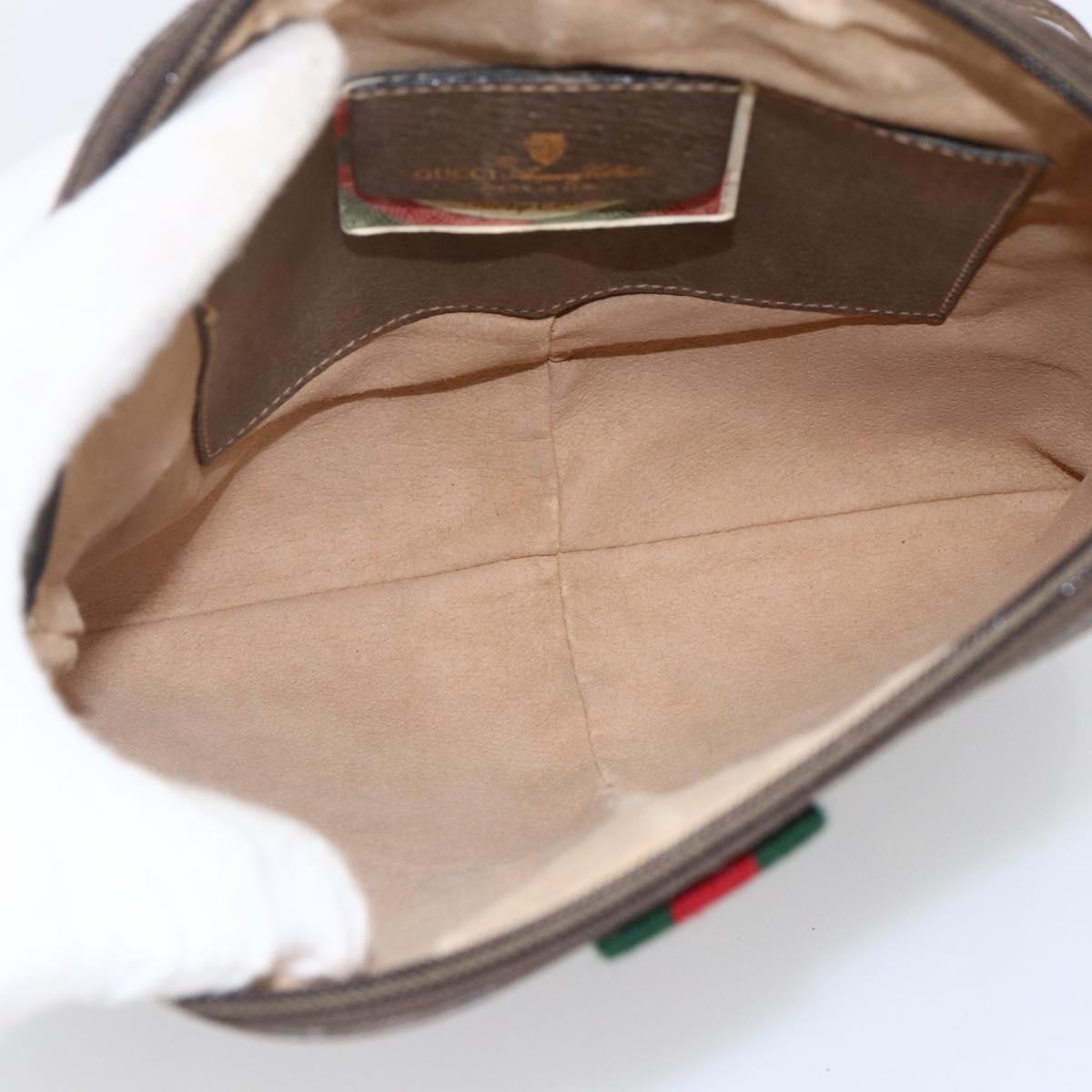 GUCCI GG Supreme Web Sherry Line Bag PVC Beige Gold 904 02 047 Auth ka2714