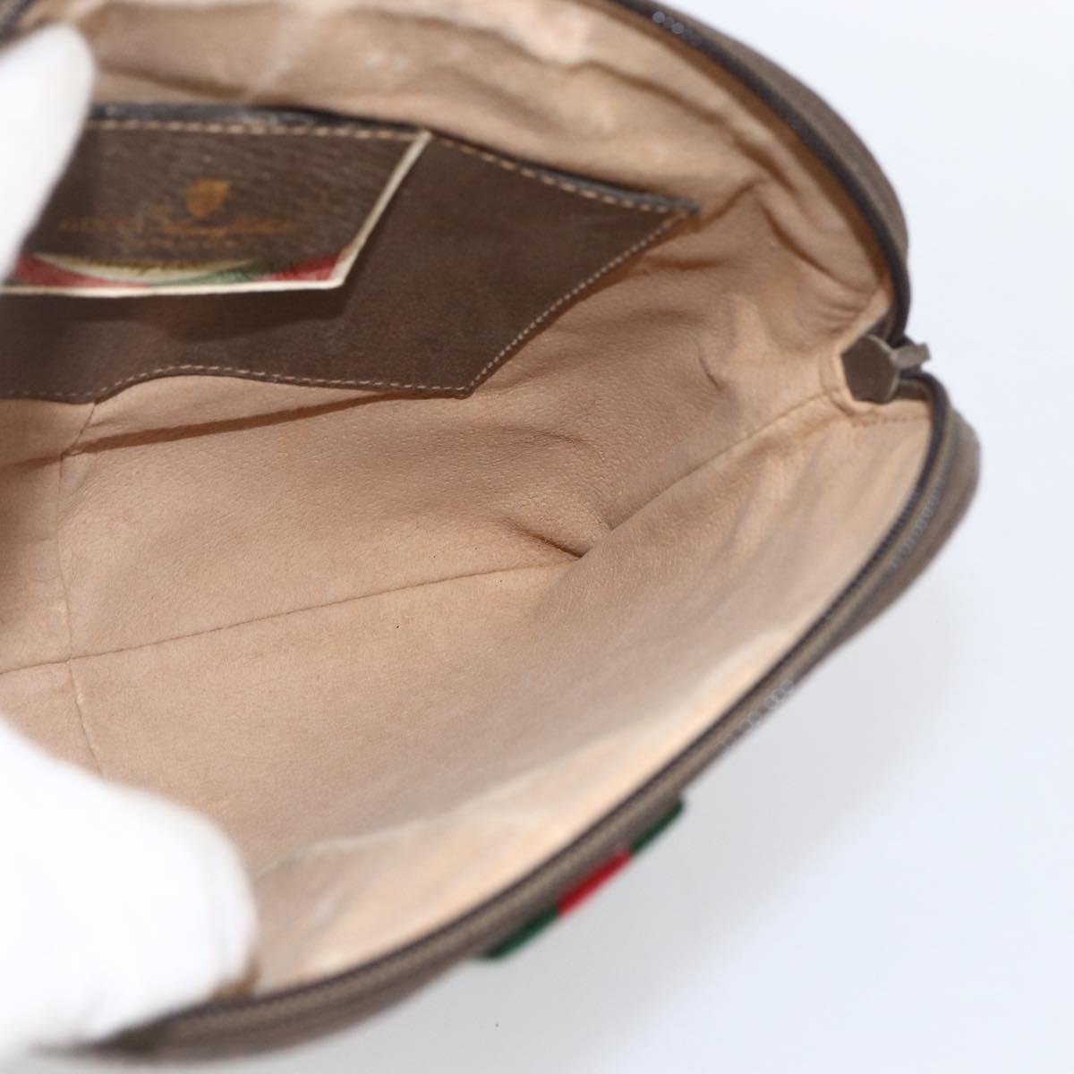 GUCCI GG Supreme Web Sherry Line Bag PVC Beige Gold 904 02 047 Auth ka2714