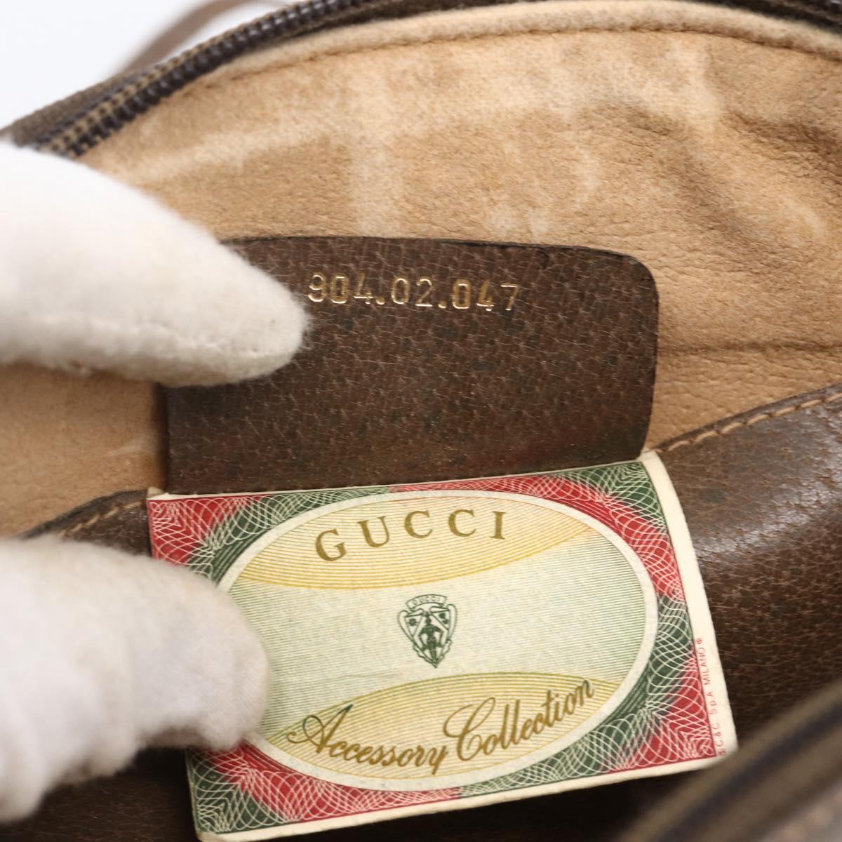 GUCCI GG Supreme Web Sherry Line Bag PVC Beige Gold 904 02 047 Auth ka2714