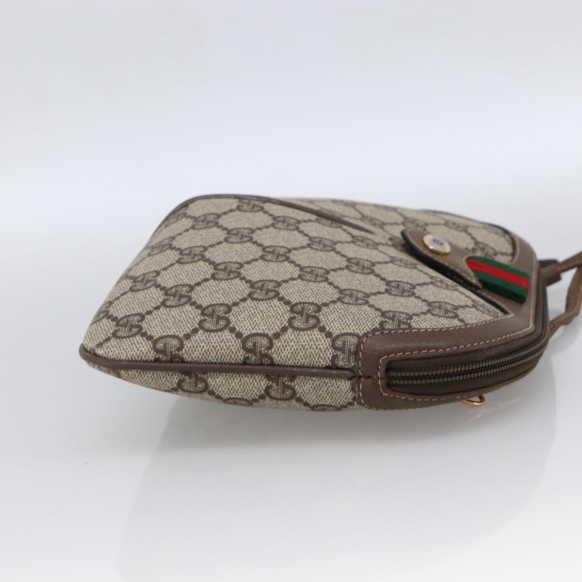 GUCCI GG Supreme Web Sherry Line Bag PVC Beige Gold 904 02 047 Auth ka2714