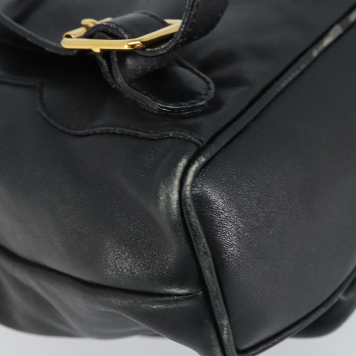 GUCCI Bamboo Backpack Leather Black Gold 003 1705 0030 Auth ka2738