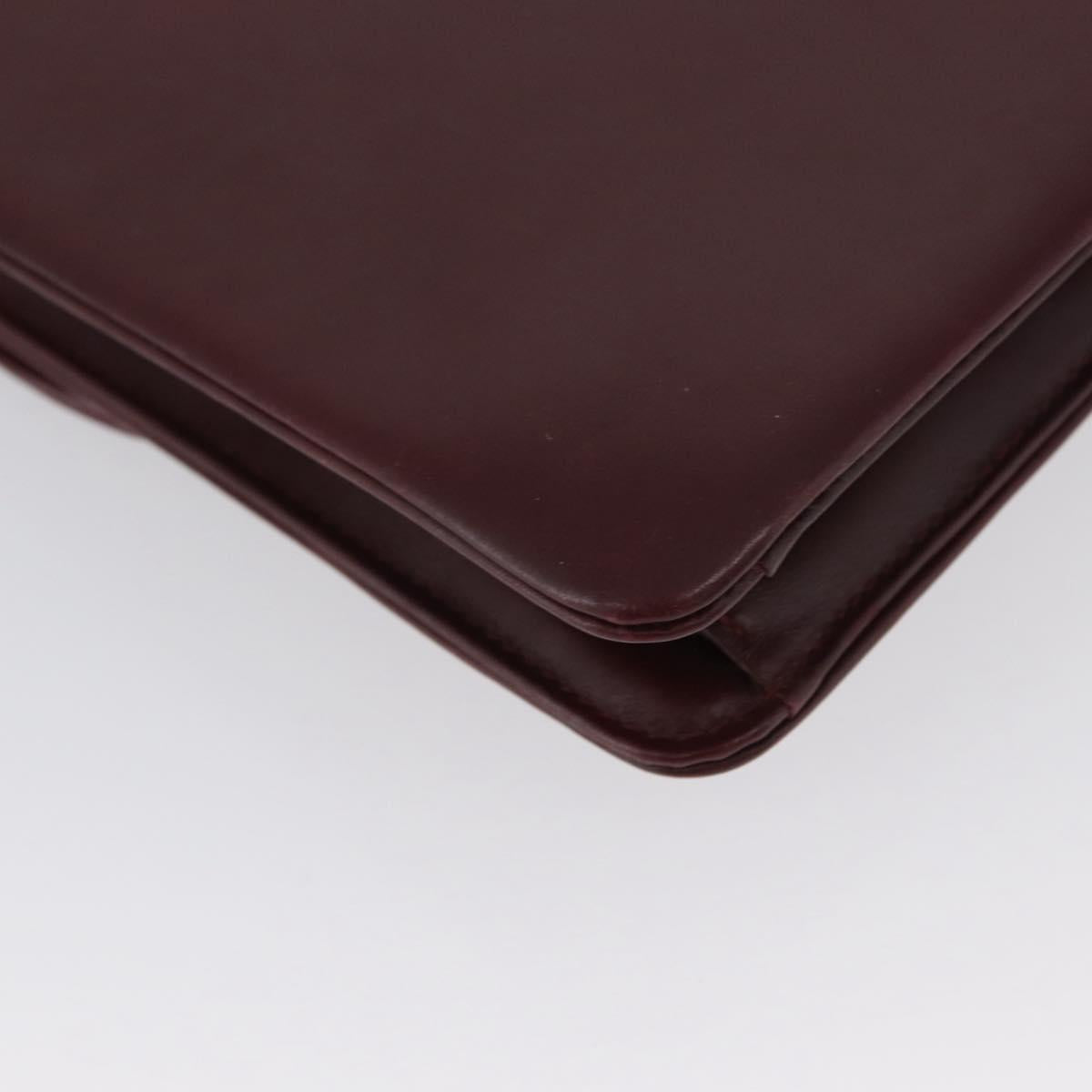 Christian Dior Chain Shoulder Bag Leather Bordeaux Gold Auth ka2740