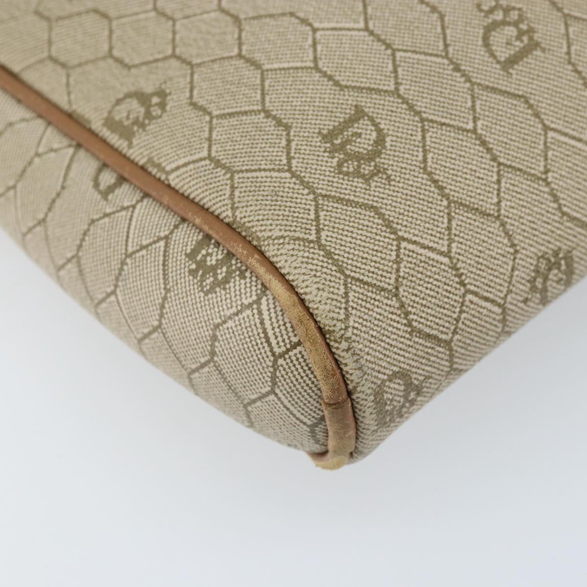 Christian Dior Honeycomb Canvas Shoulder Bag PVC Beige Gold Auth ka2753