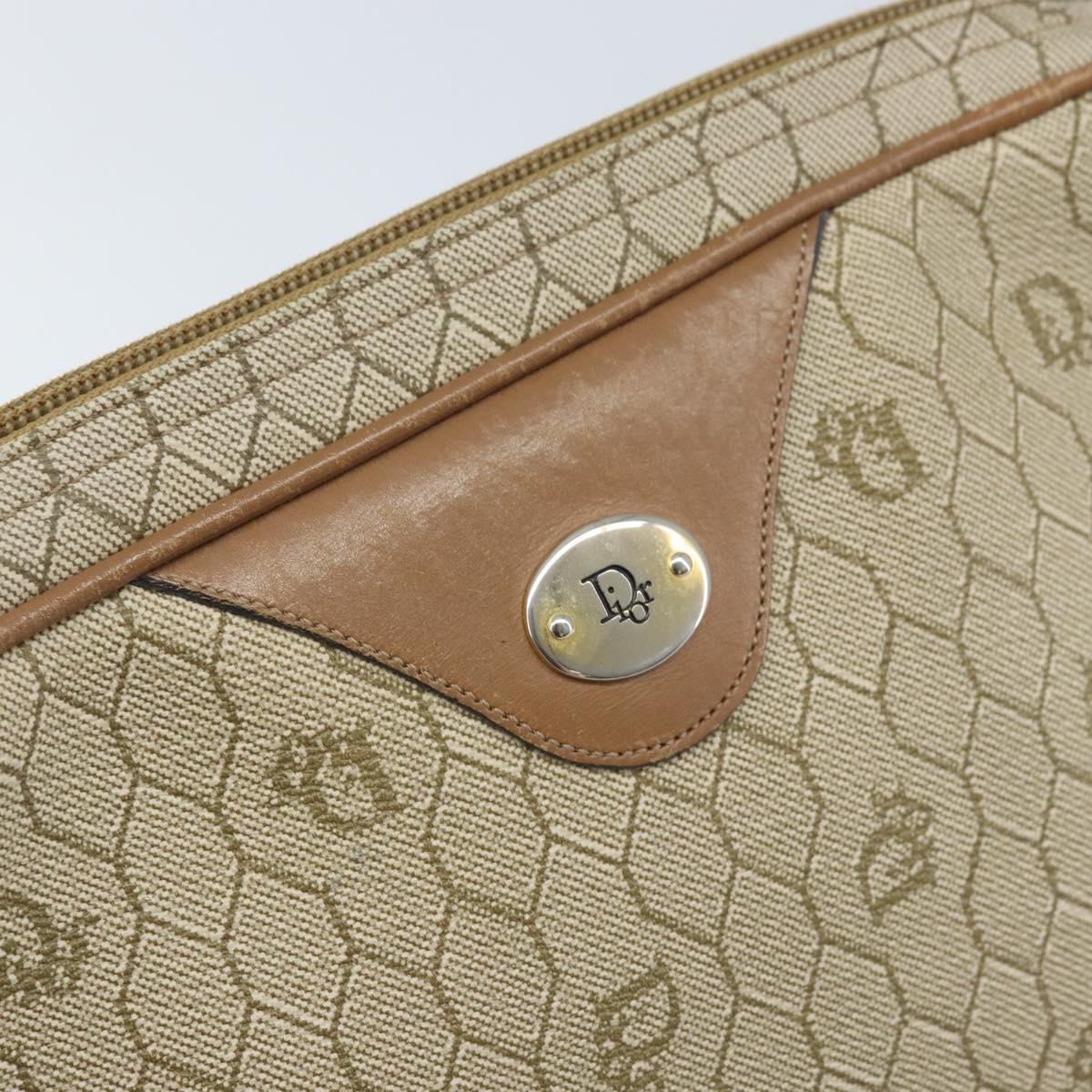 Christian Dior Honeycomb Canvas Shoulder Bag PVC Beige Gold Auth ka2753
