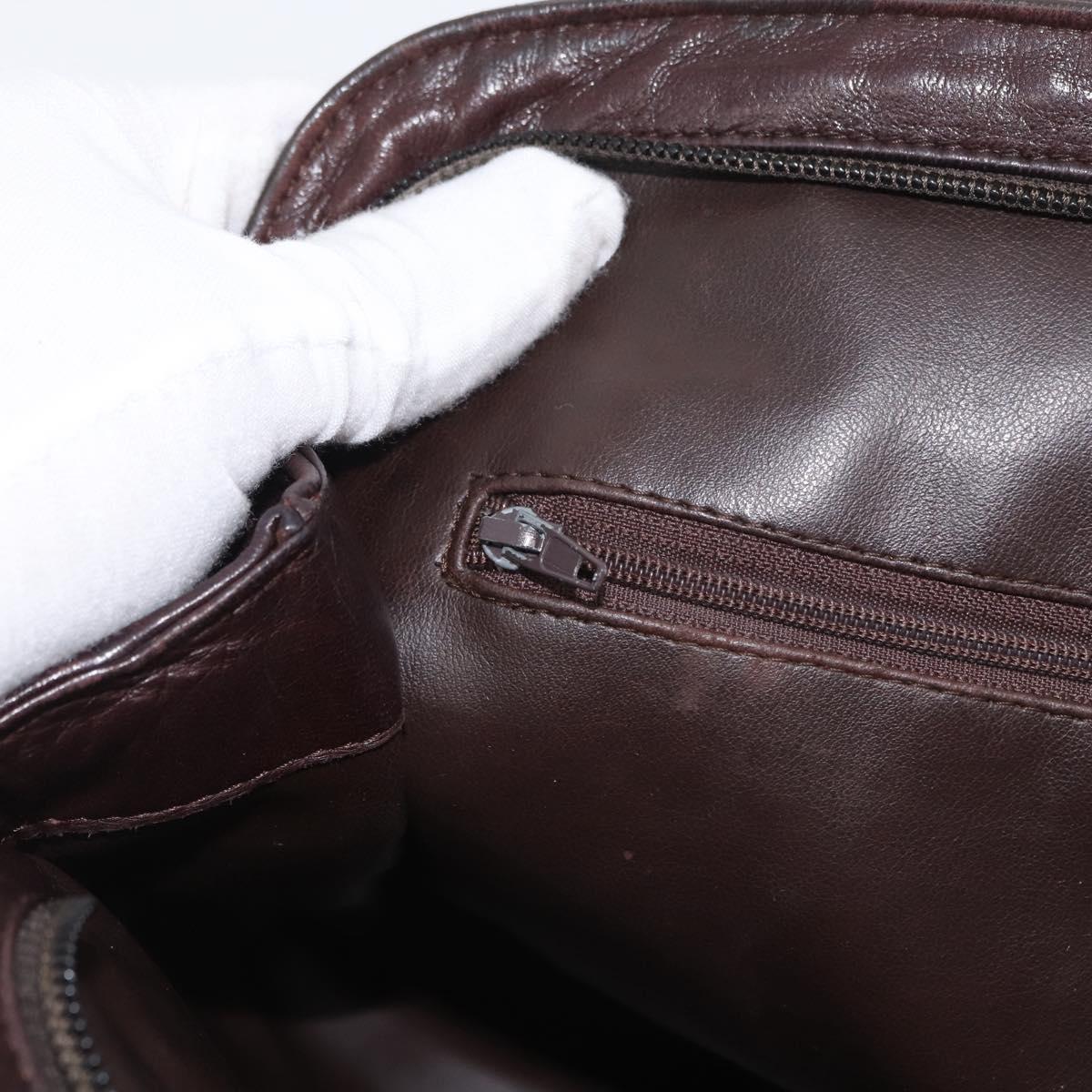BALLY Shoulder Bag Leather Dark Brown Gold Auth ka2757