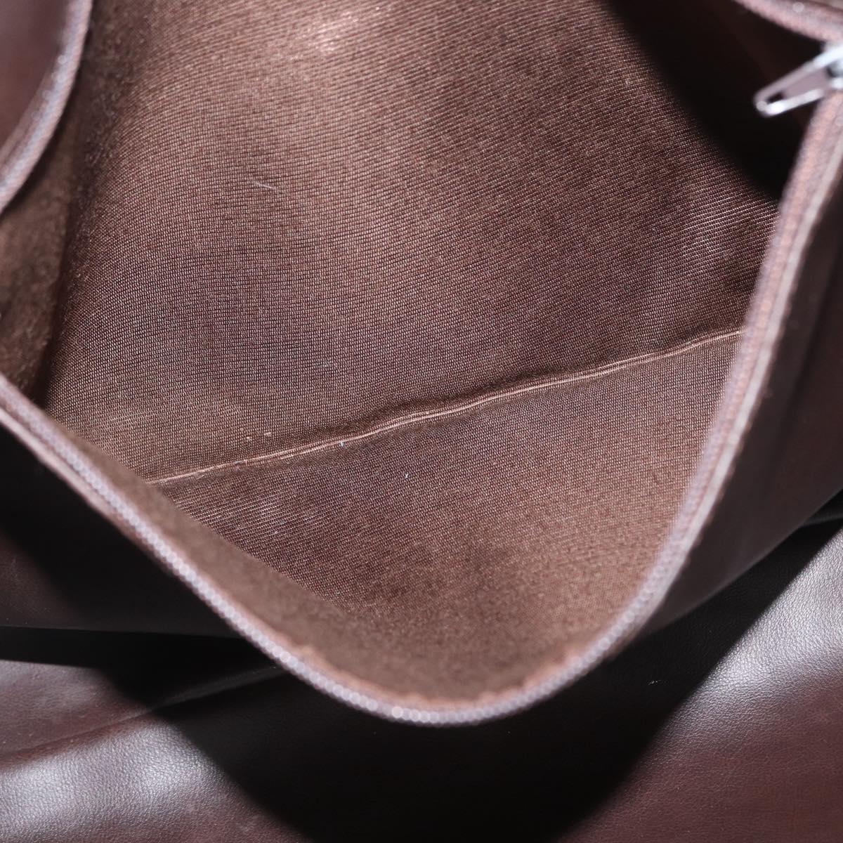 BALLY Shoulder Bag Leather Dark Brown Gold Auth ka2757
