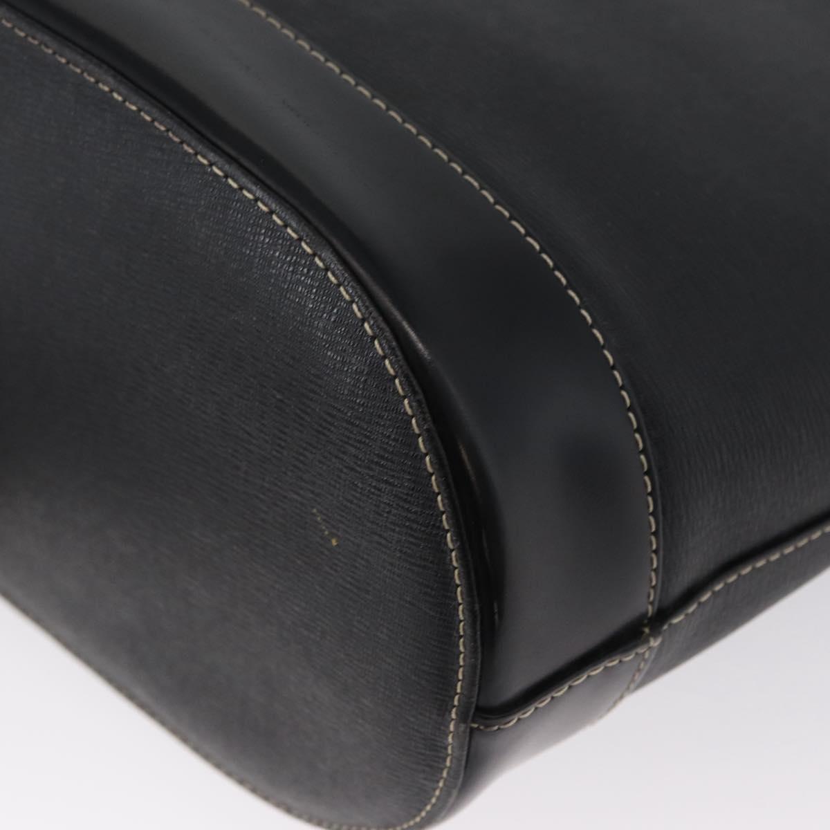 BURBERRY Tote Bag Leather Black Gold Auth ka2760