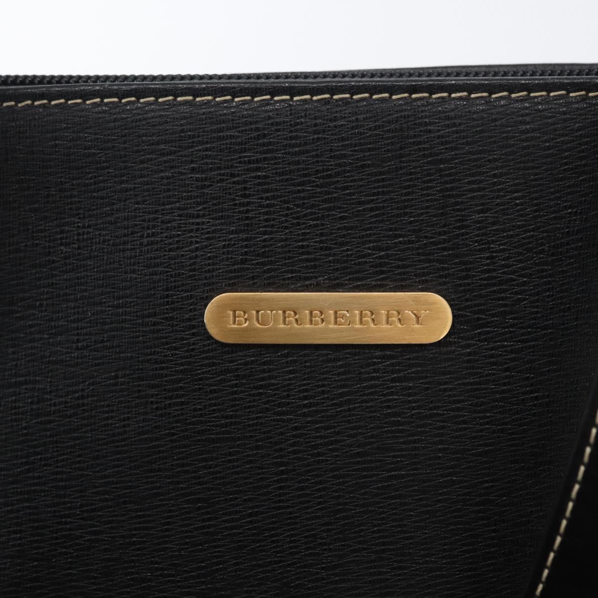 BURBERRY Tote Bag Leather Black Gold Auth ka2760