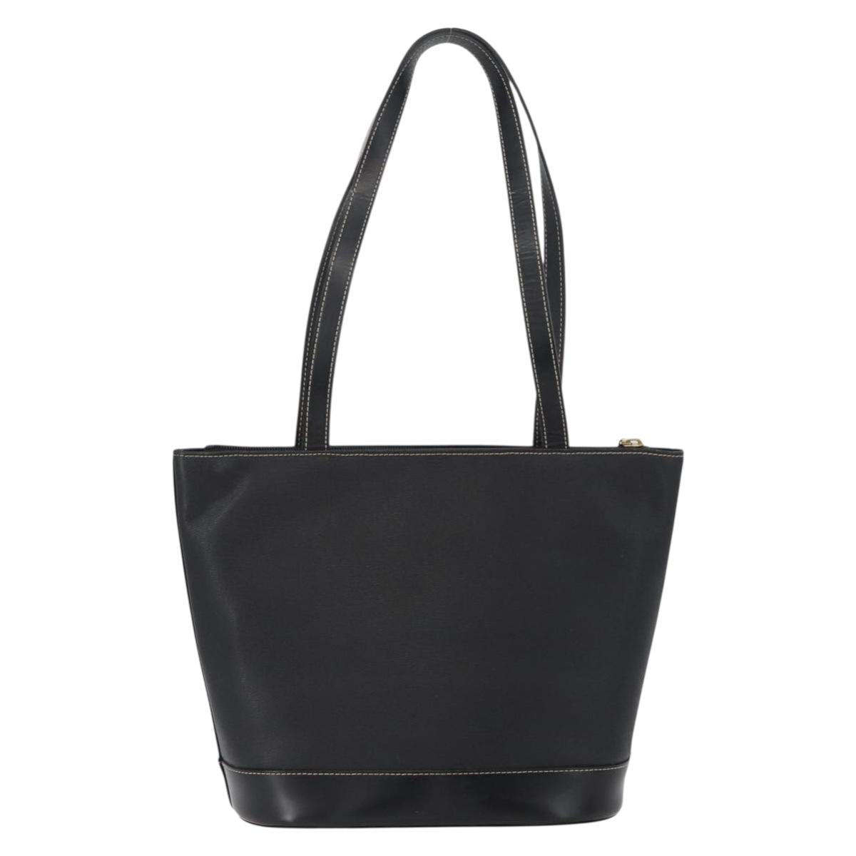 BURBERRY Tote Bag Leather Black Gold Auth ka2760