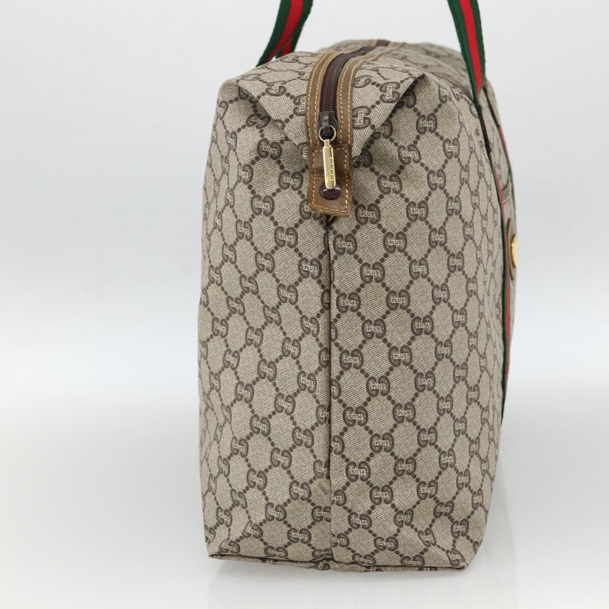 GUCCI GG Plus Supreme Web Sherry Line Tote Bag PVC Beige Red Green Auth ka2768