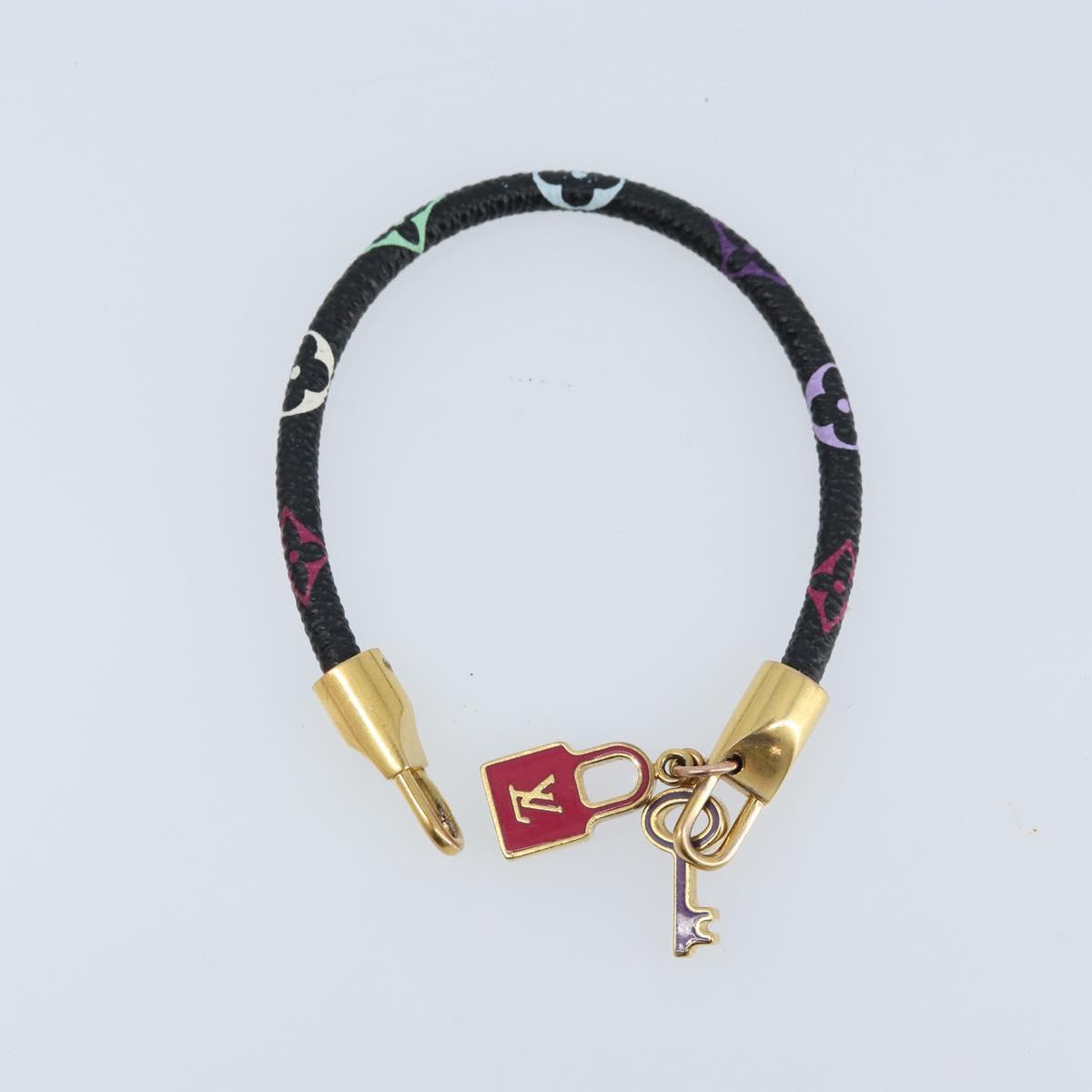 LOUIS VUITTON Multicolor Bra Rubbed Lach It Bracelet Black M6603F Auth ka2772M