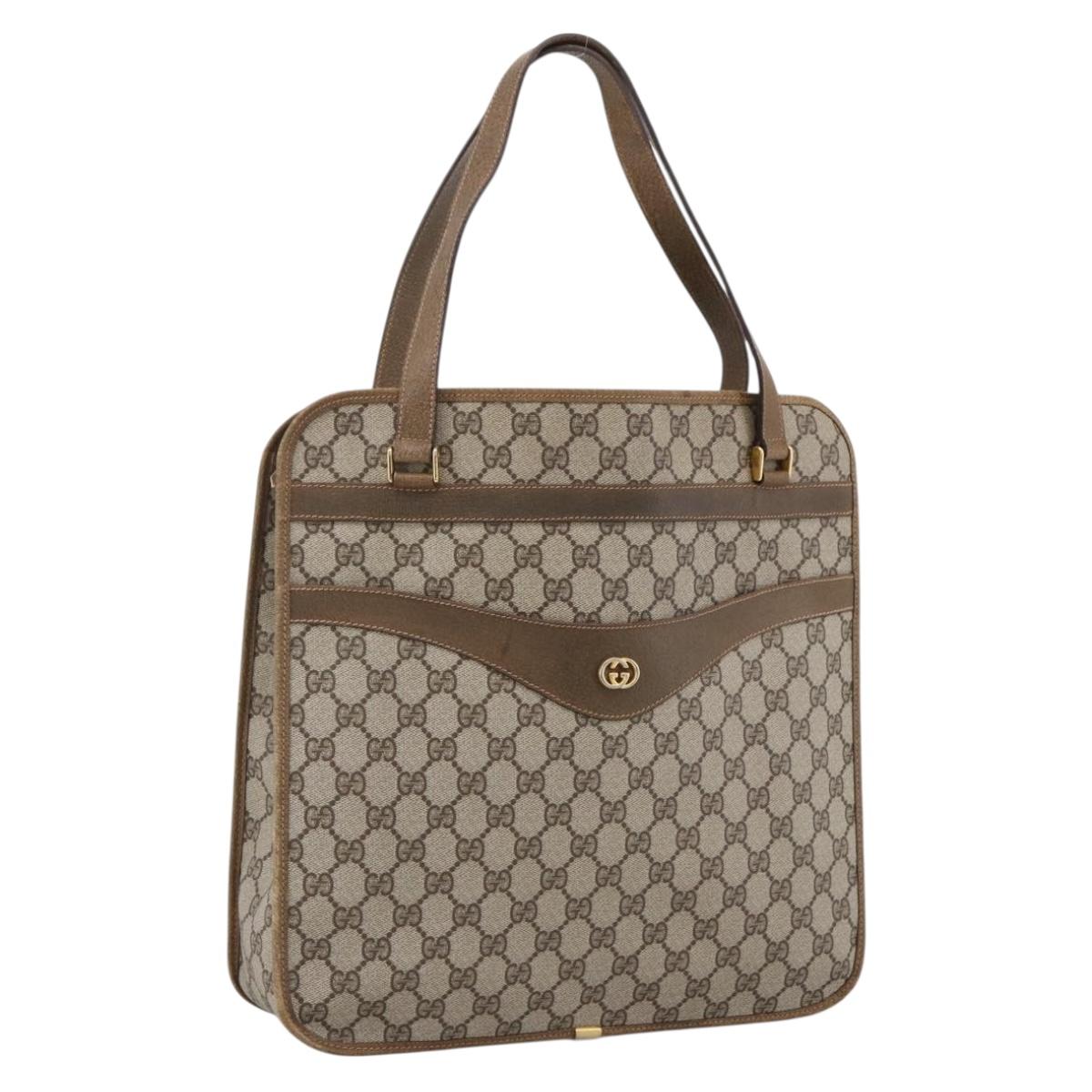 GUCCI GG Supreme Tote Bag PVC Beige Gold Auth ka2776