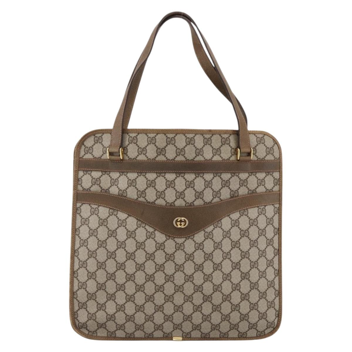 GUCCI GG Supreme Tote Bag PVC Beige Gold Auth ka2776