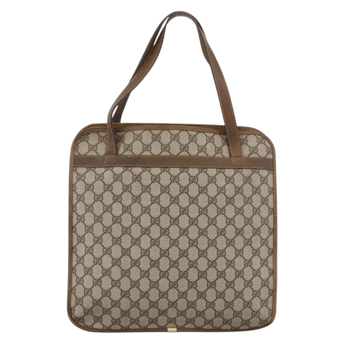 GUCCI GG Supreme Tote Bag PVC Beige Gold Auth ka2776