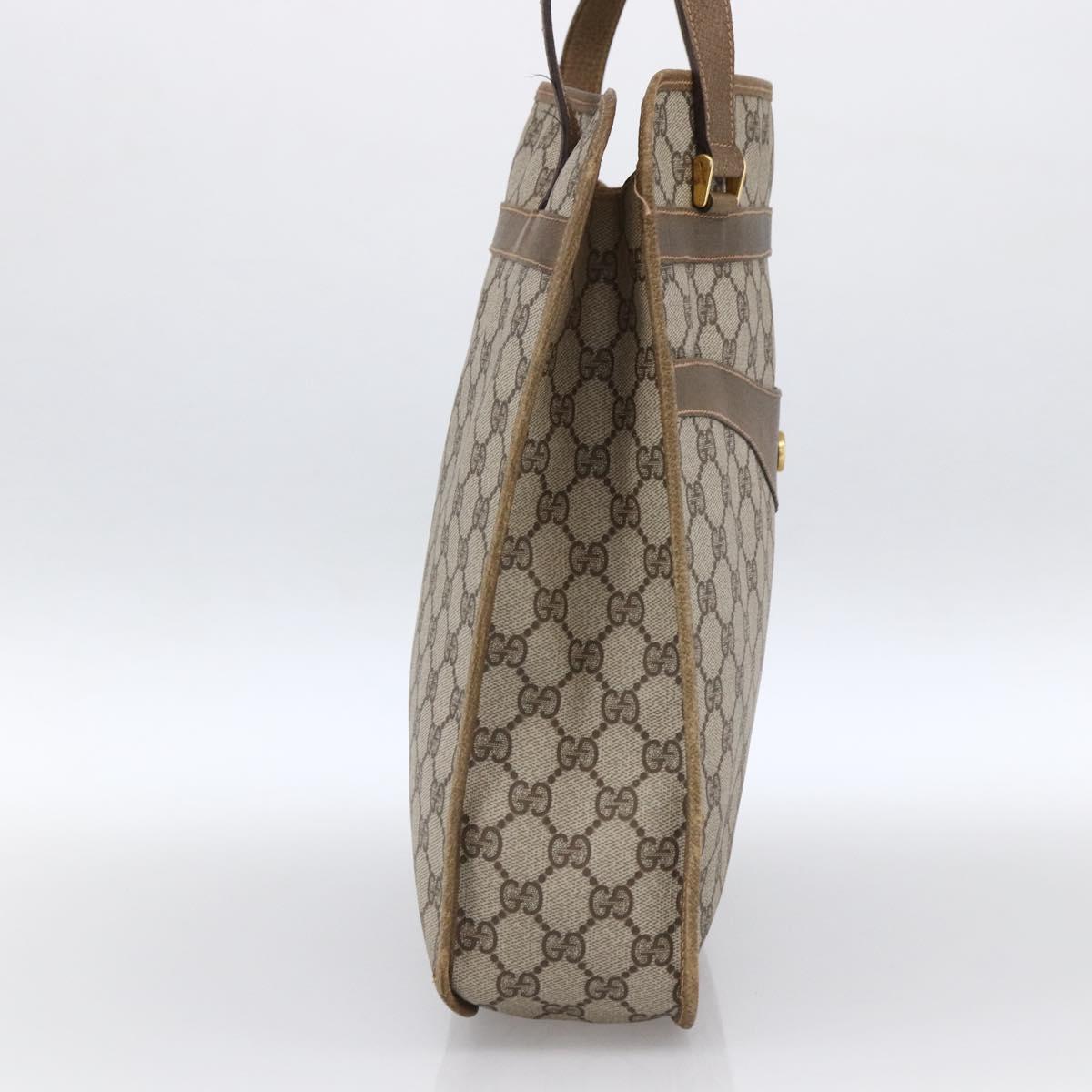 GUCCI GG Supreme Tote Bag PVC Beige Gold Auth ka2776