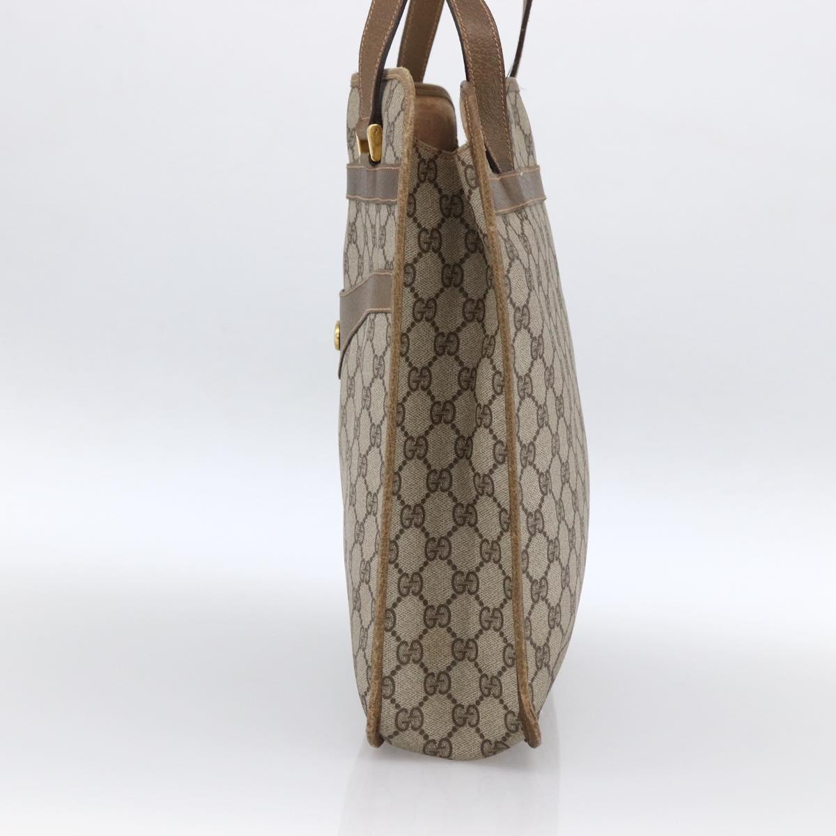 GUCCI GG Supreme Tote Bag PVC Beige Gold Auth ka2776
