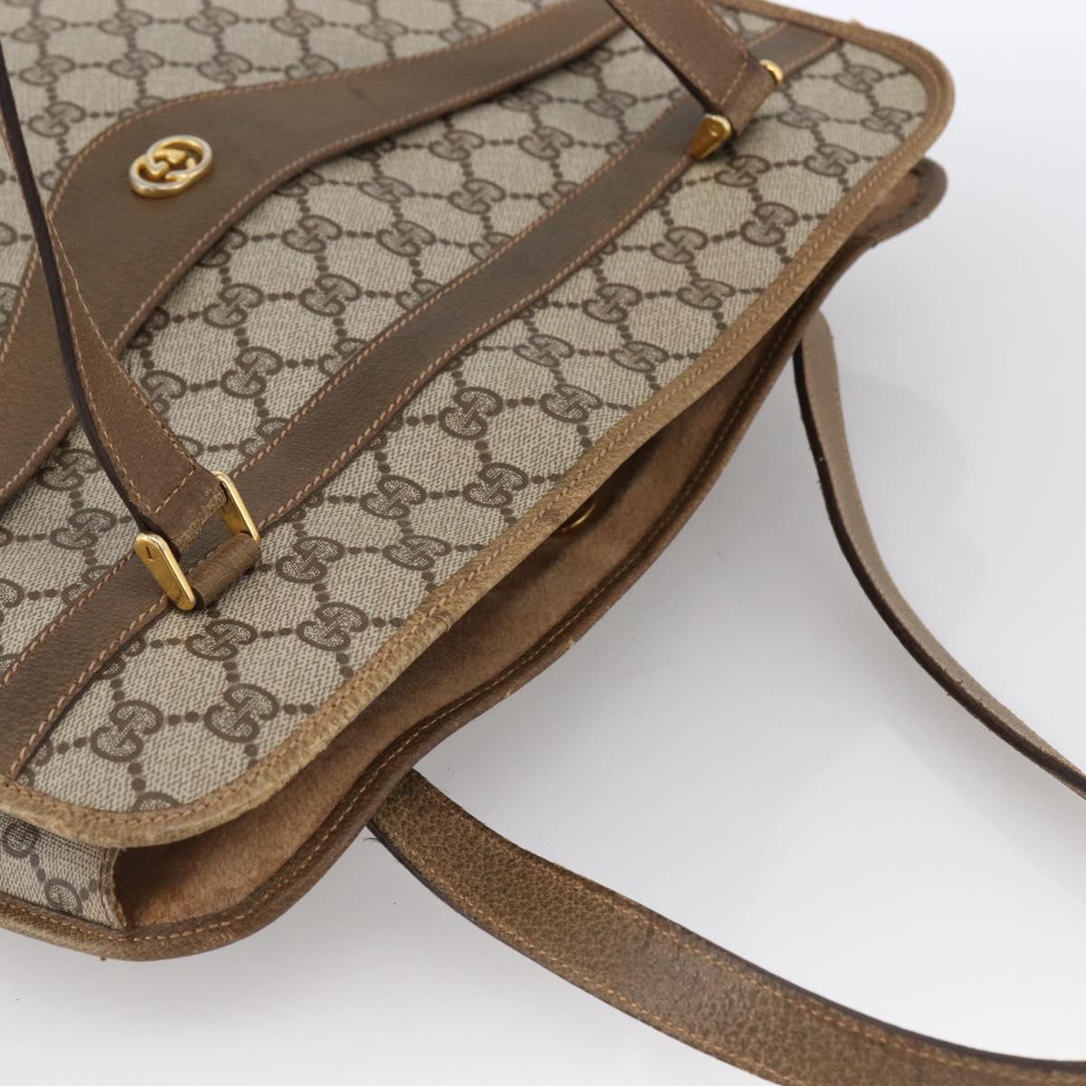 GUCCI GG Supreme Tote Bag PVC Beige Gold Auth ka2776