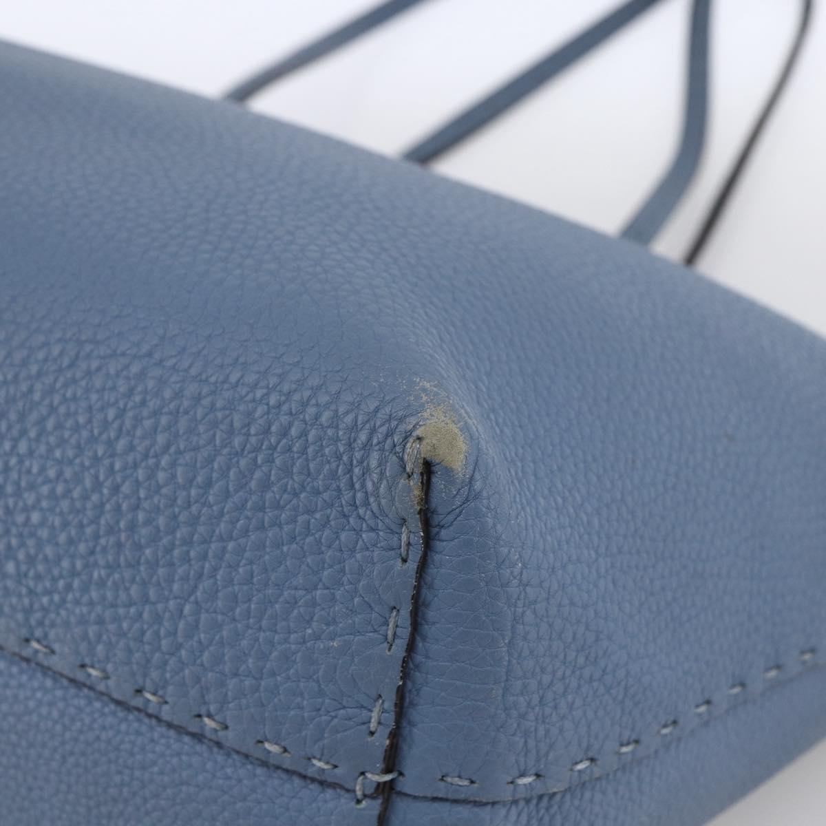 FENDI Celeria Tote Bag Leather Light Blue Silver Auth ka2780
