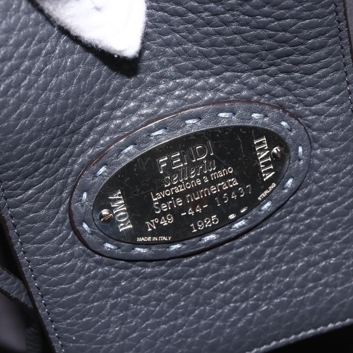 FENDI Celeria Tote Bag Leather Light Blue Silver Auth ka2780