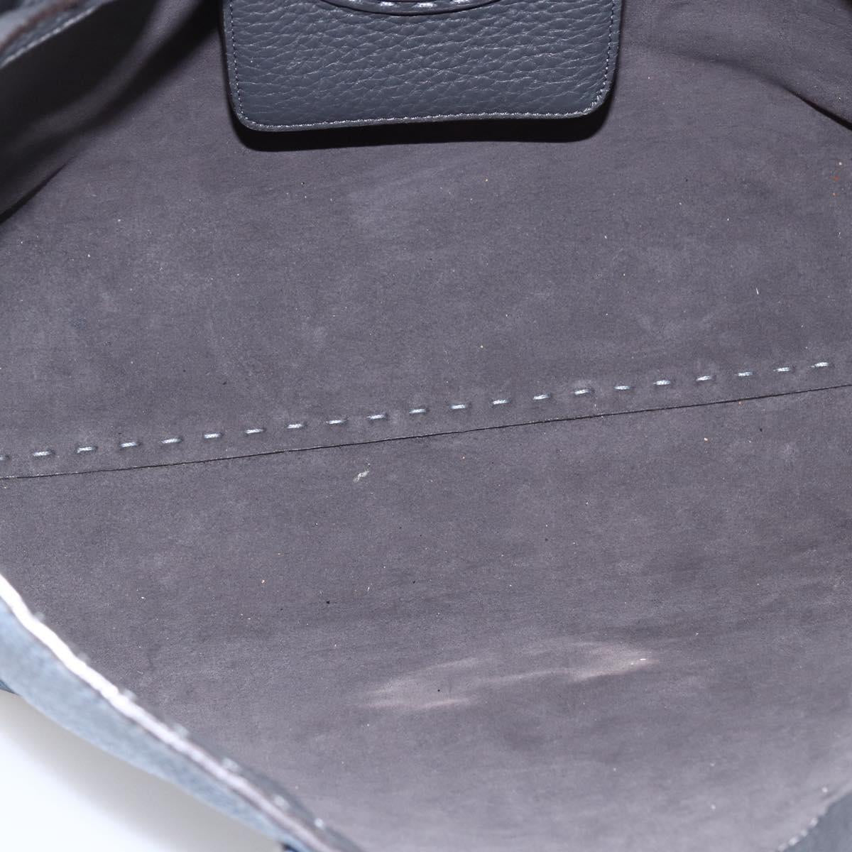 FENDI Celeria Tote Bag Leather Light Blue Silver Auth ka2780