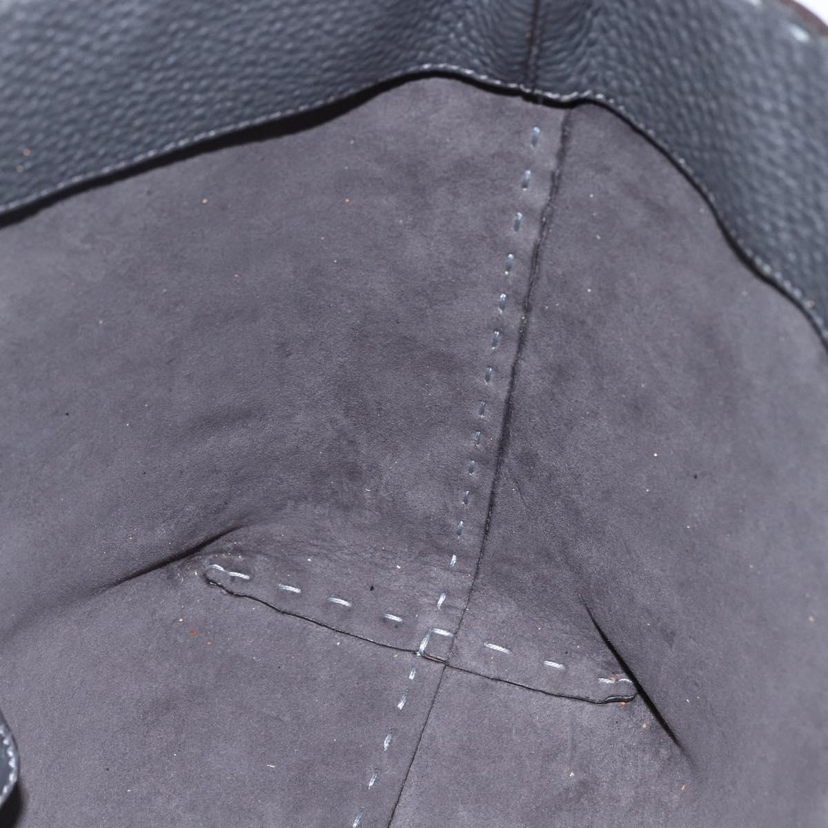 FENDI Celeria Tote Bag Leather Light Blue Silver Auth ka2780