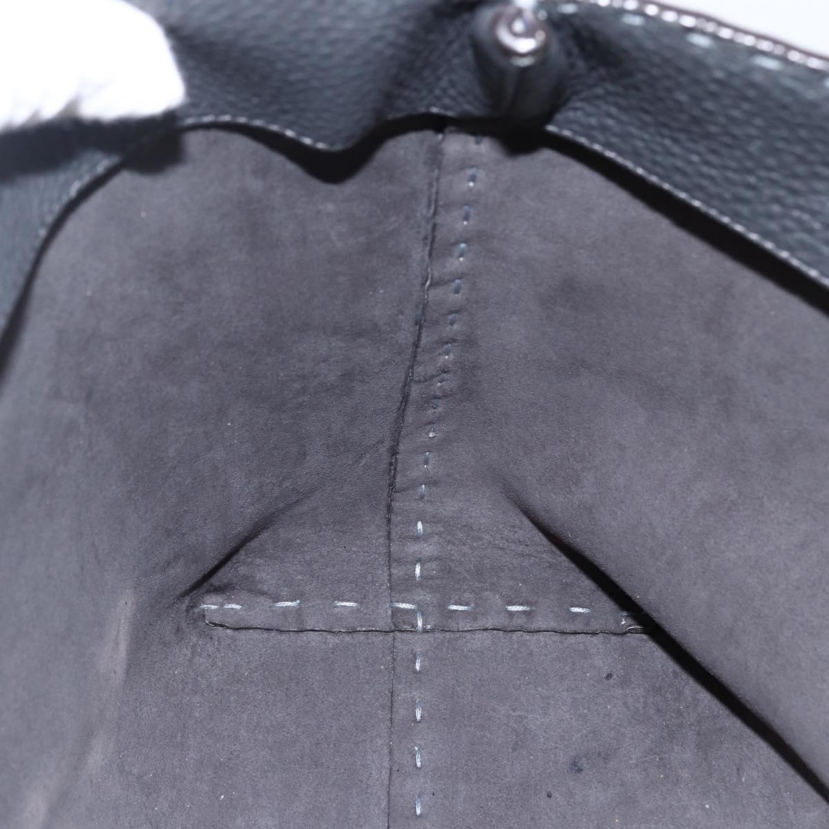 FENDI Celeria Tote Bag Leather Light Blue Silver Auth ka2780