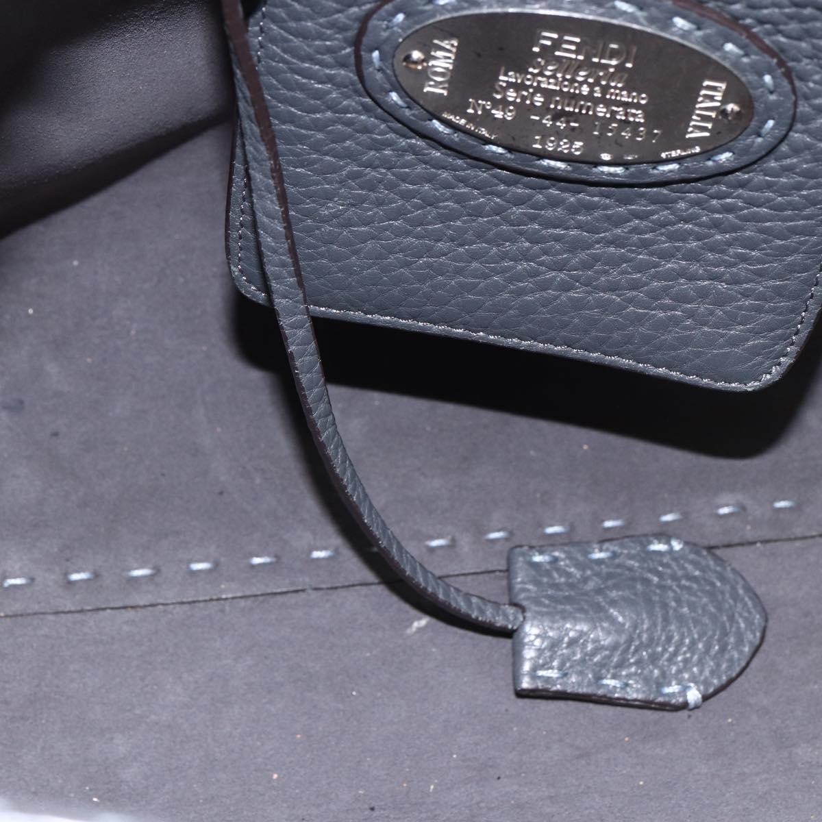 FENDI Celeria Tote Bag Leather Light Blue Silver Auth ka2780