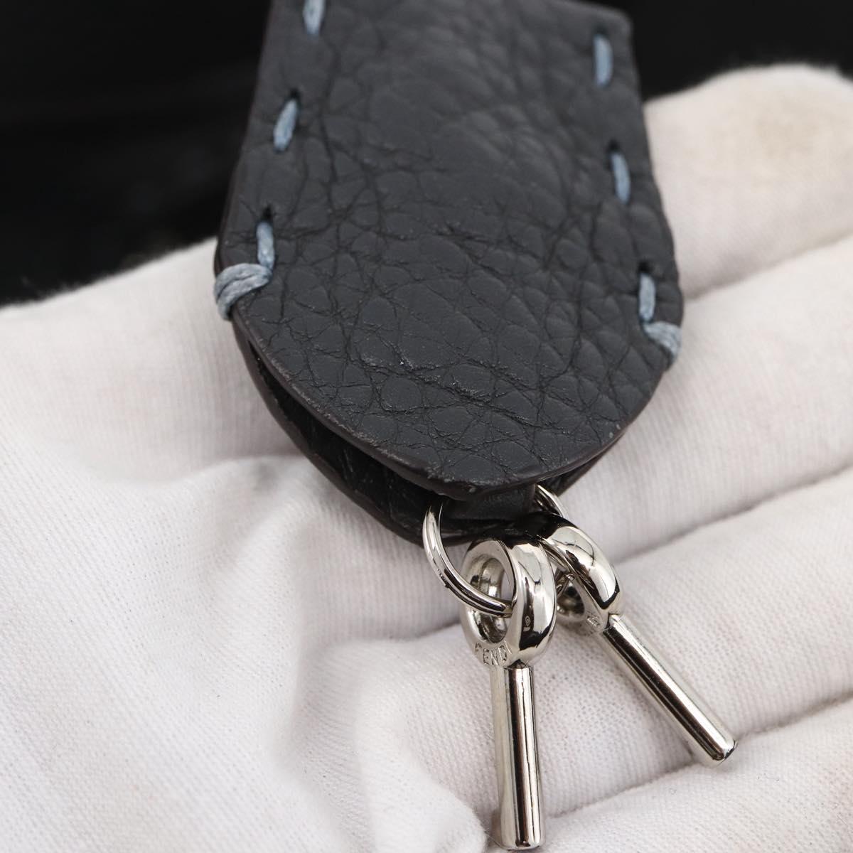 FENDI Celeria Tote Bag Leather Light Blue Silver Auth ka2780