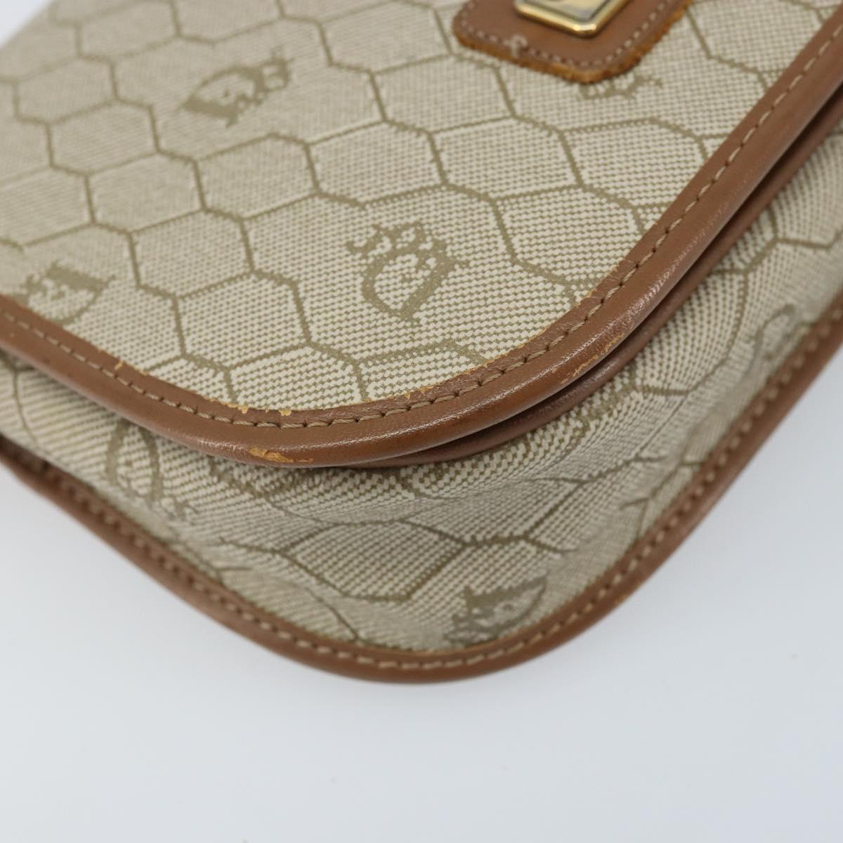 Christian Dior Honeycomb Canvas Shoulder Bag PVC Beige Gold Auth ka2785