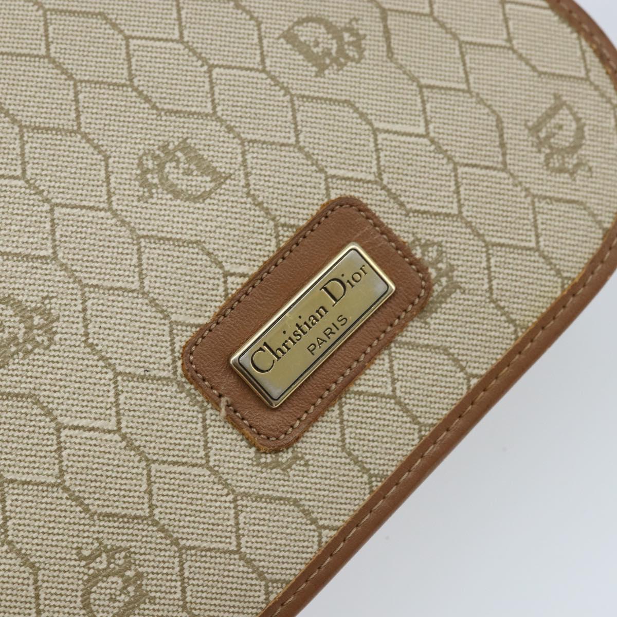 Christian Dior Honeycomb Canvas Shoulder Bag PVC Beige Gold Auth ka2785