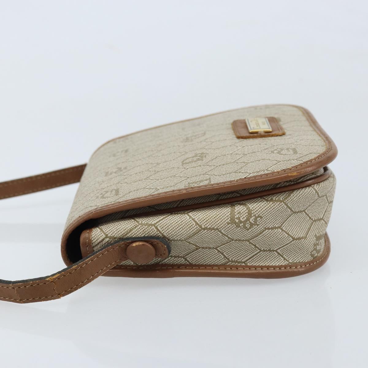 Christian Dior Honeycomb Canvas Shoulder Bag PVC Beige Gold Auth ka2785