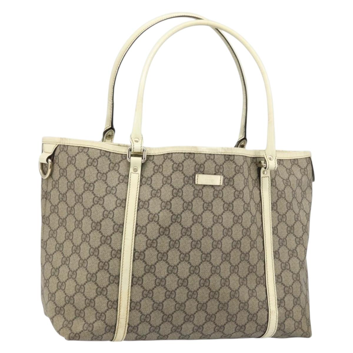 GUCCI GG Supreme Tote Bag PVC Beige Gold 197953 Auth ka2787