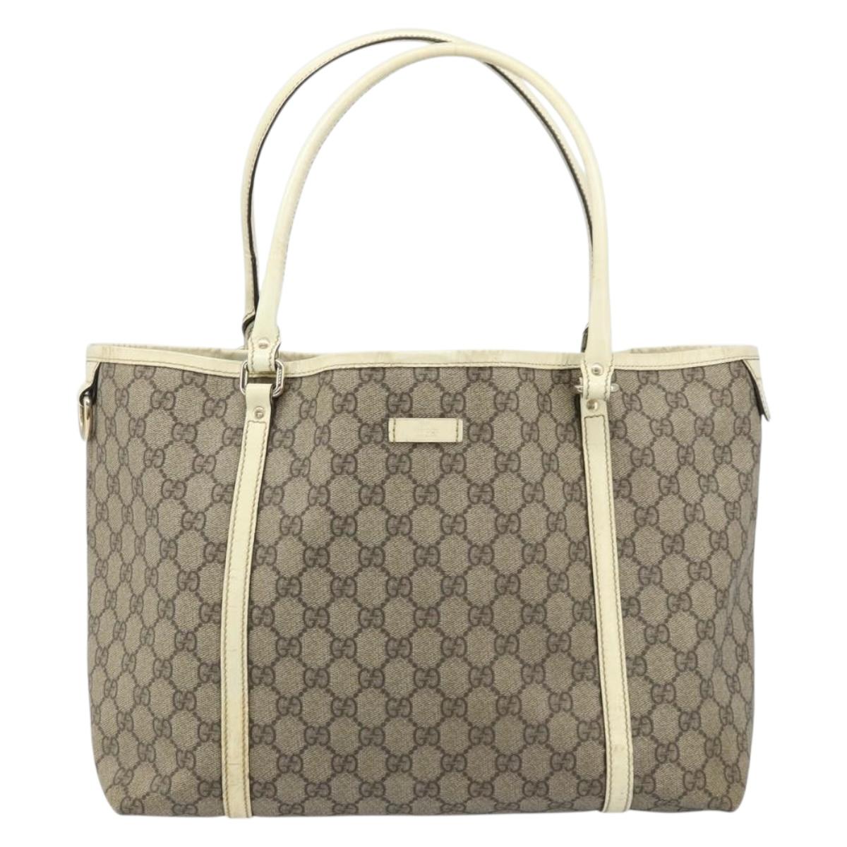 GUCCI GG Supreme Tote Bag PVC Beige Gold 197953 Auth ka2787