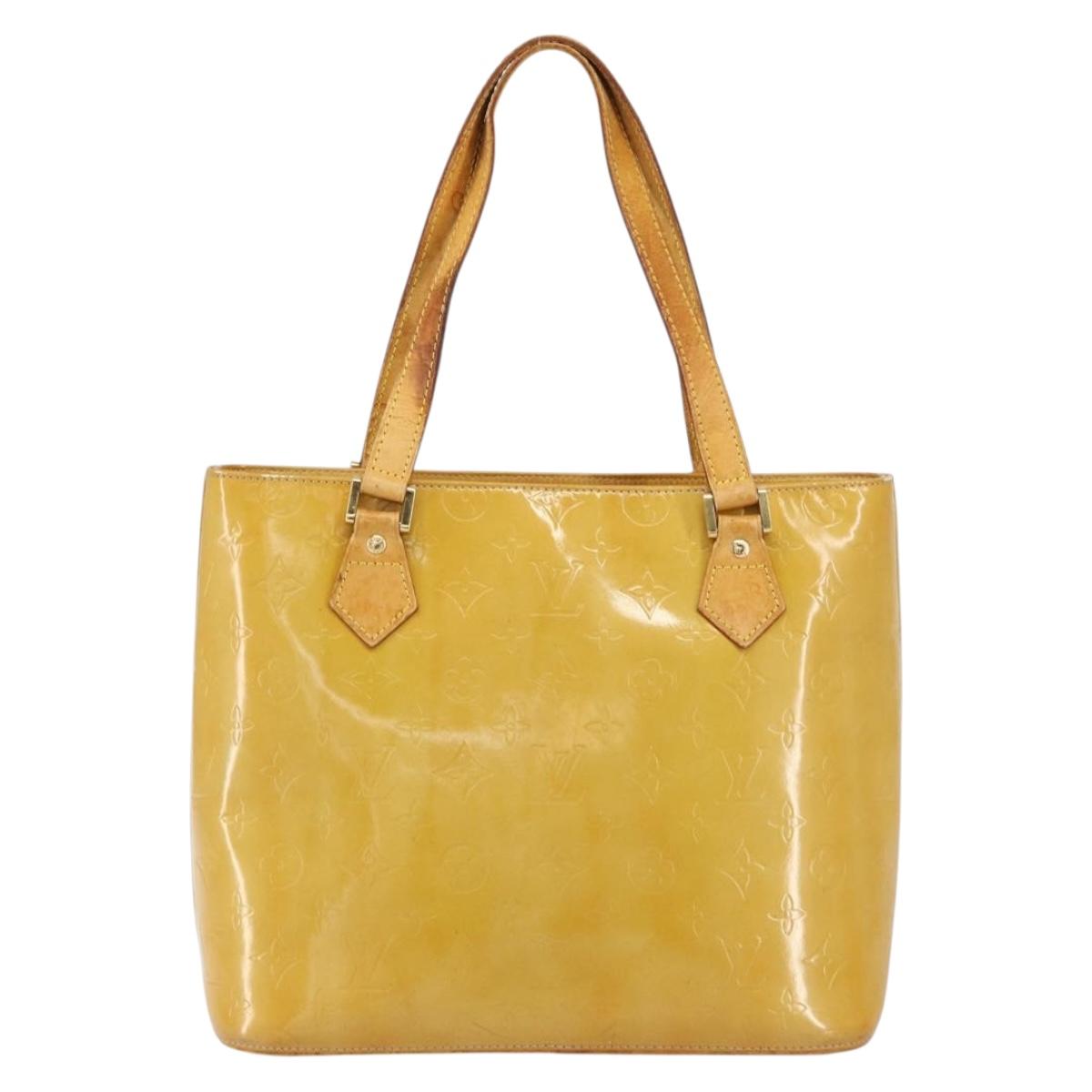 LOUIS VUITTON Monogram Vernis Houston Hand Bag Beige M91004 LV Auth ka279