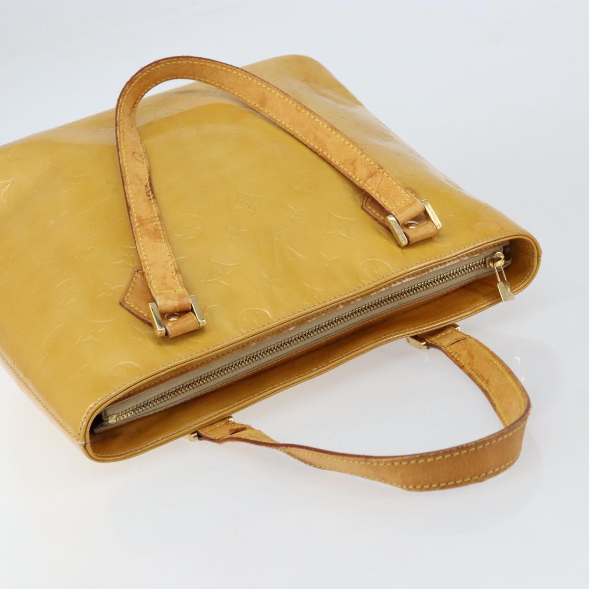 LOUIS VUITTON Monogram Vernis Houston Hand Bag Beige M91004 LV Auth ka279