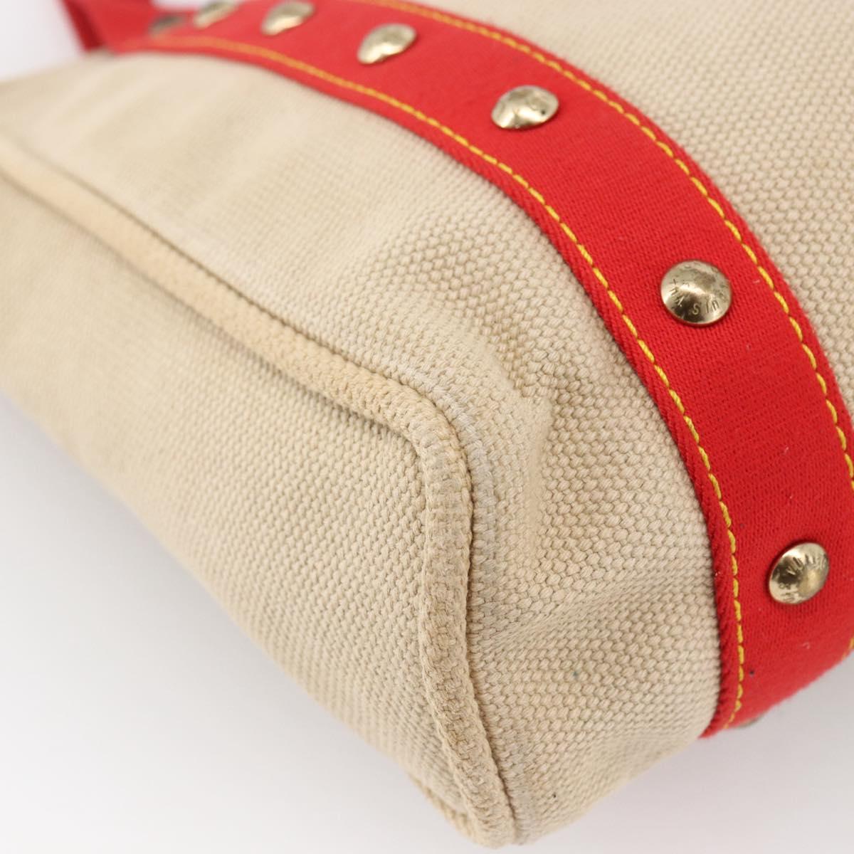 LOUIS VUITTON Antigua Cabas MM Tote Bag Canvas Beige Red M40035 LV Auth ka2790