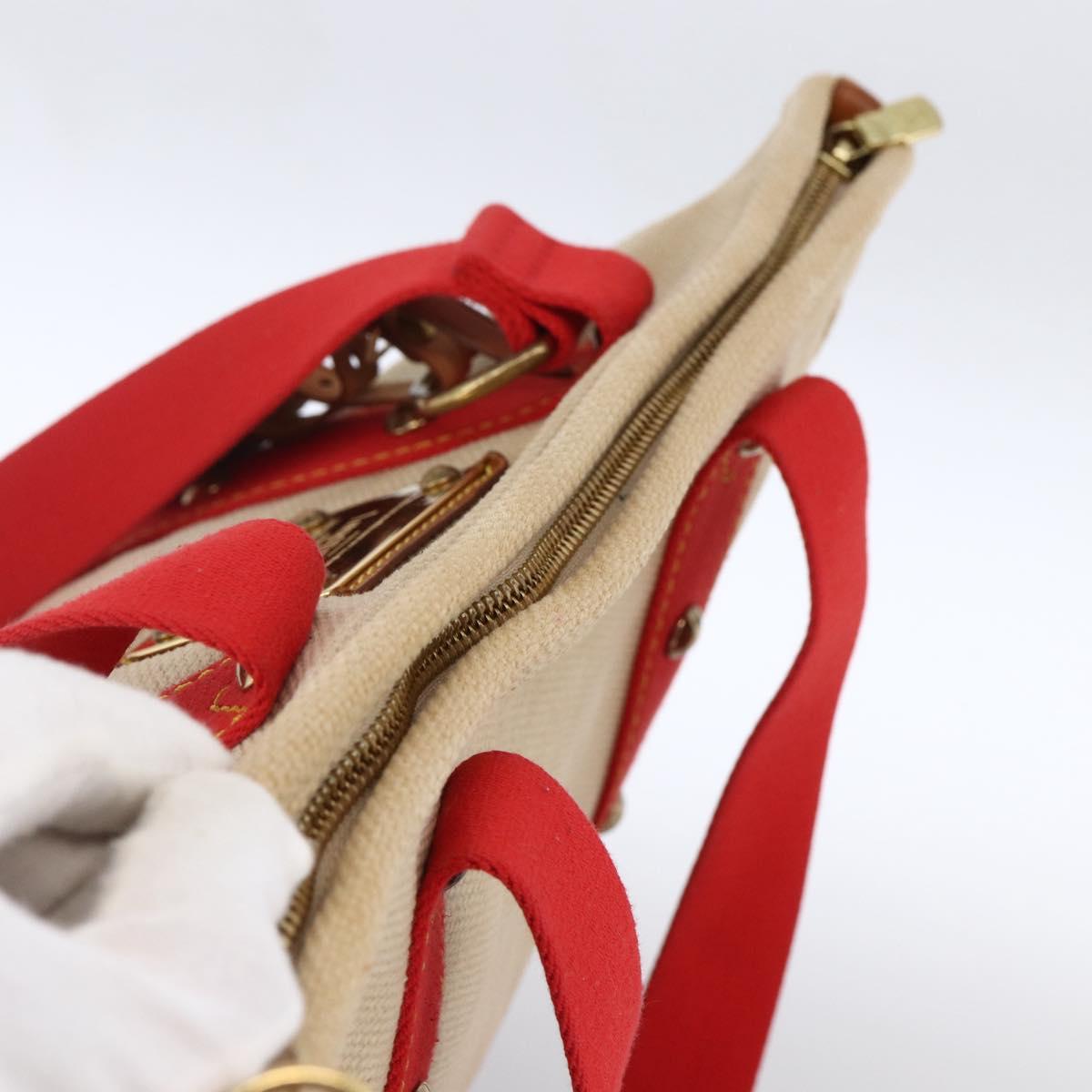 LOUIS VUITTON Antigua Cabas MM Tote Bag Canvas Beige Red M40035 LV Auth ka2790