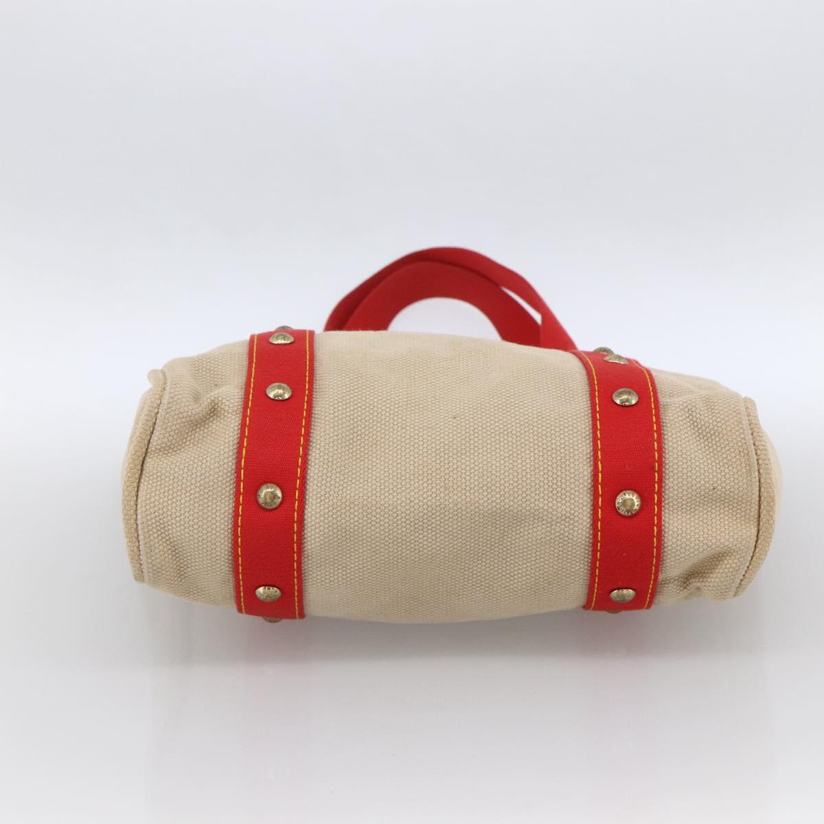 LOUIS VUITTON Antigua Cabas MM Tote Bag Canvas Beige Red M40035 LV Auth ka2790