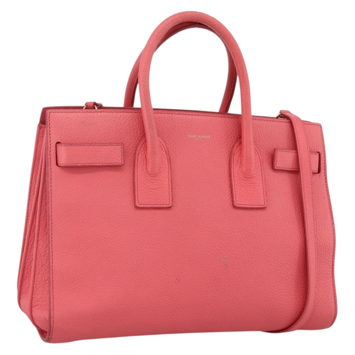 SAINT LAURENT Sac De Jules Small Bag Leather 2way Pink Gold 324823 Auth ka2795A