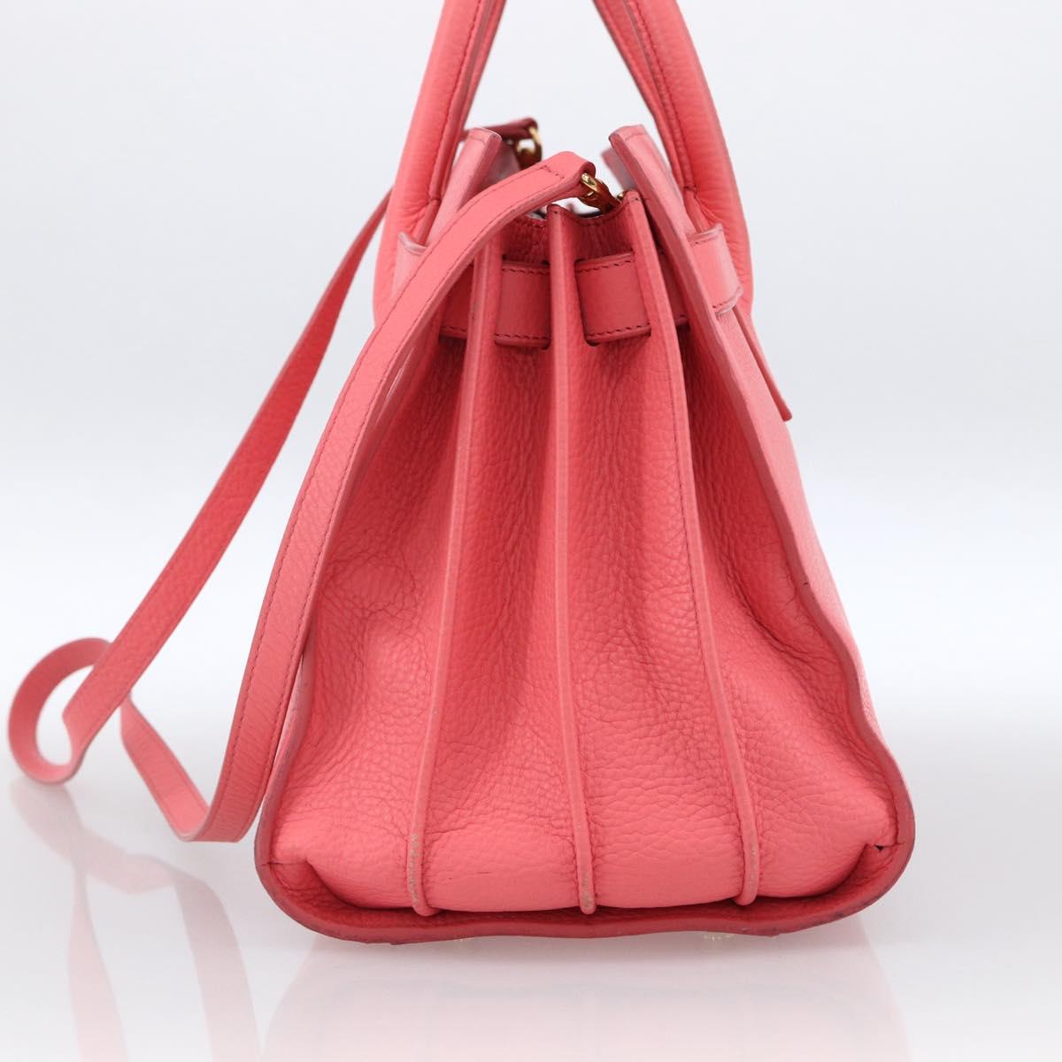SAINT LAURENT Sac De Jules Small Bag Leather 2way Pink Gold 324823 Auth ka2795A