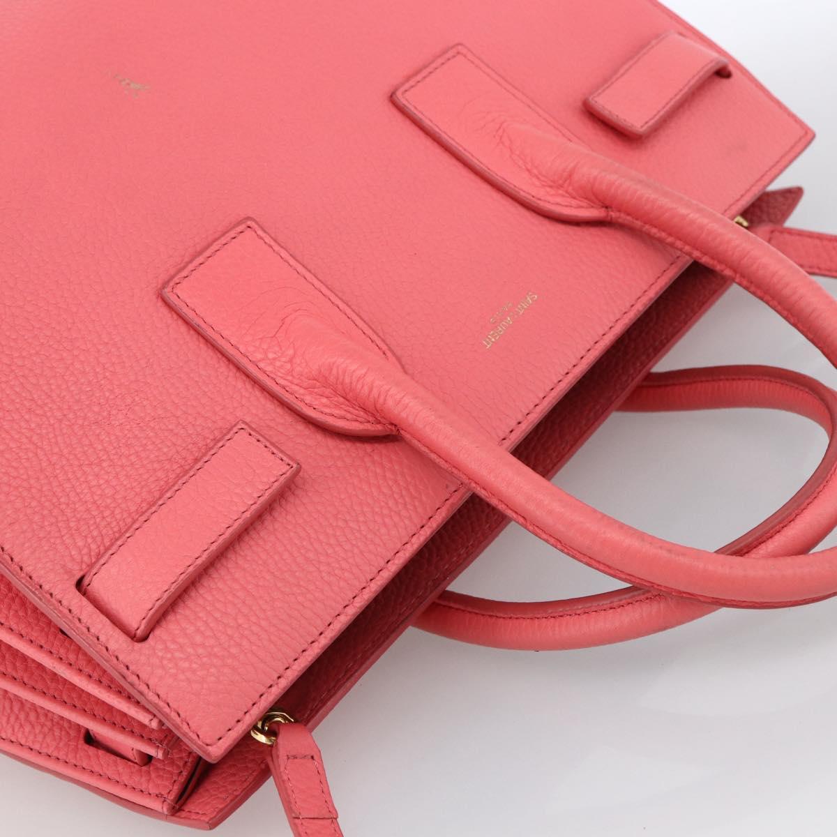 SAINT LAURENT Sac De Jules Small Bag Leather 2way Pink Gold 324823 Auth ka2795A