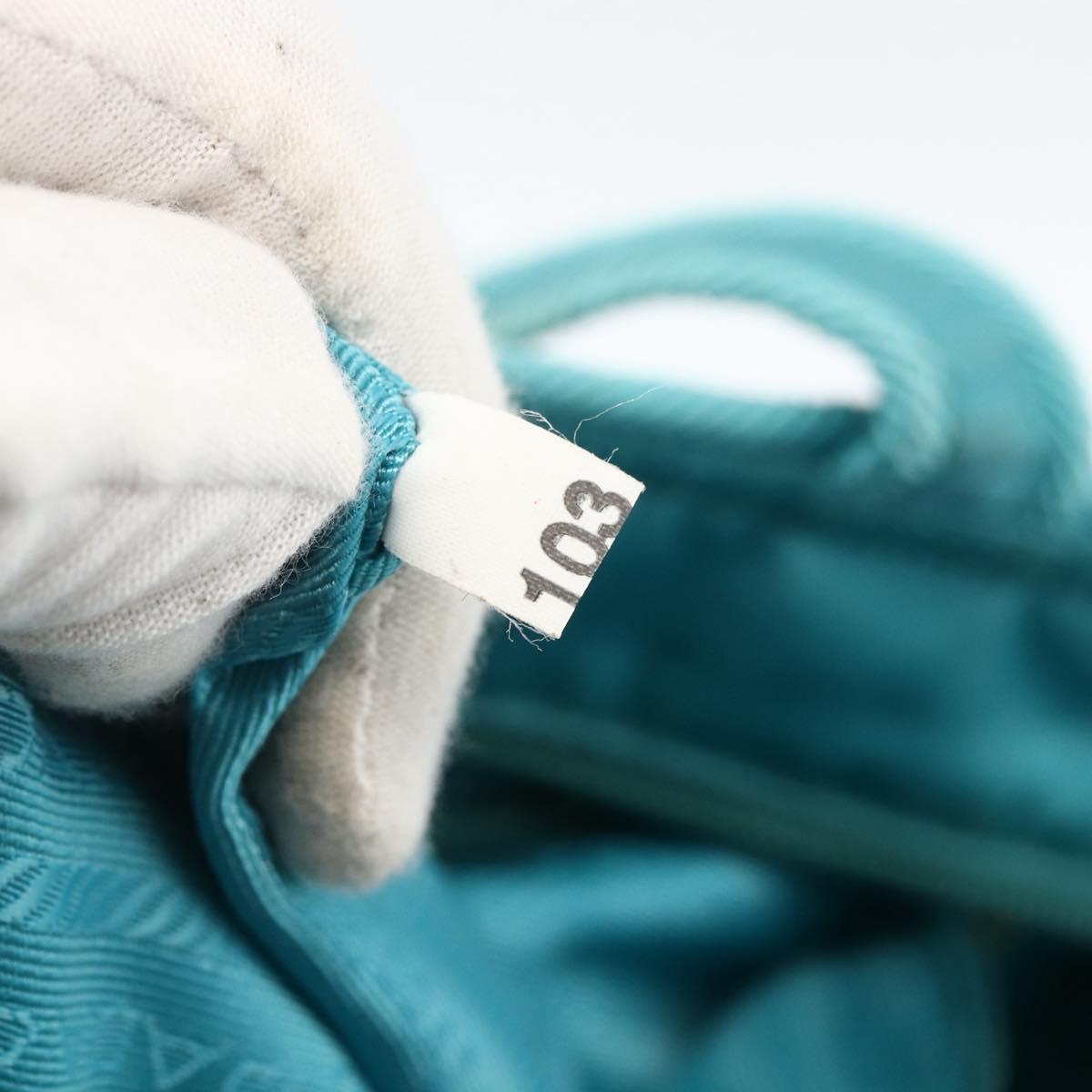 PRADA Ribbon Hand Bag Nylon 2way Light Blue Gold Auth ka2797