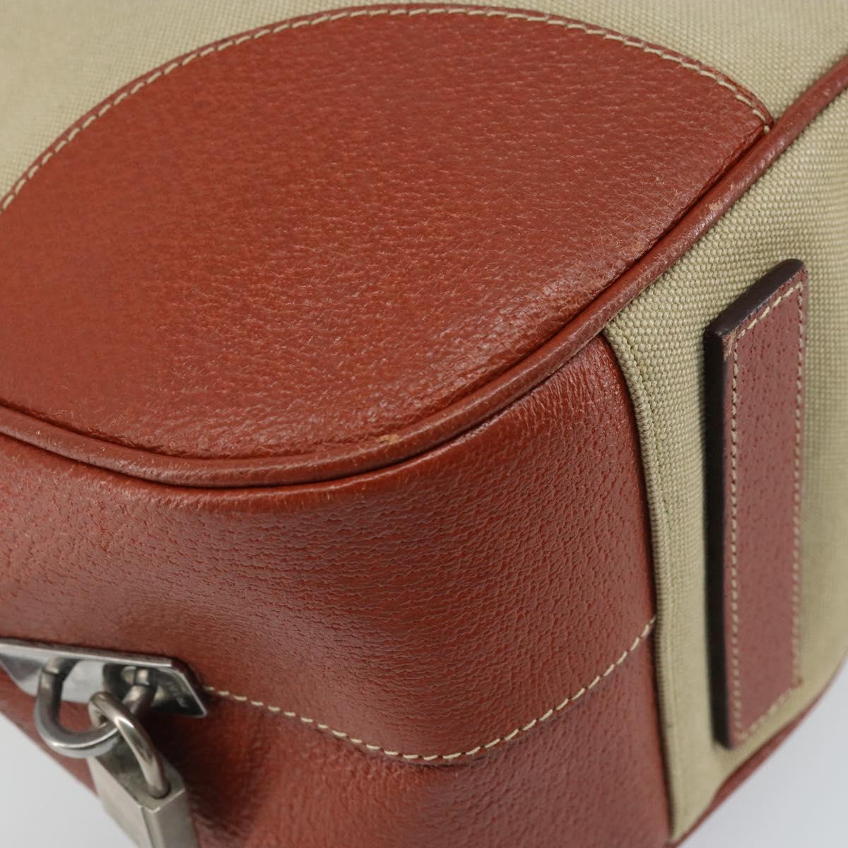 PRADA Tote Bag Canvas Beige Silver Auth ka2799